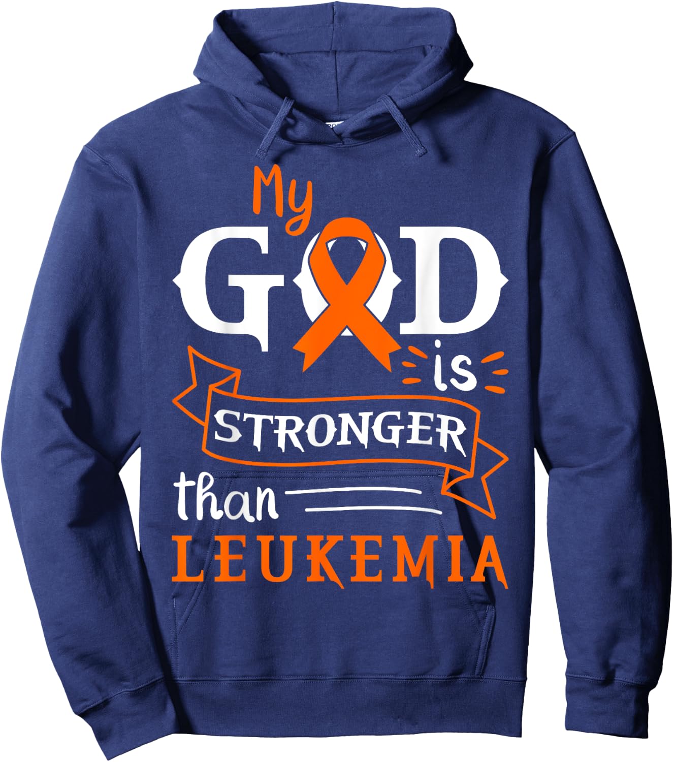 My God Is Stronger Than Leukemia Awareness Heart Hoodie - Hoodie | Navy