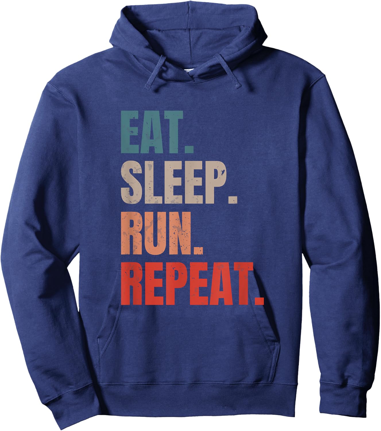 Vintage Running Marathon Runner Eat Sleep Run Repeat Hoodie - Hoodie | Navy