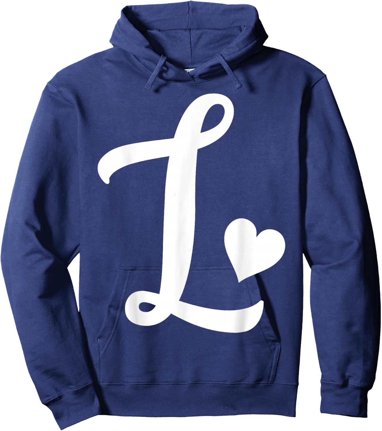 white letter L monogram initial minimalist heart graphic Hoodie - Hoodie | Navy