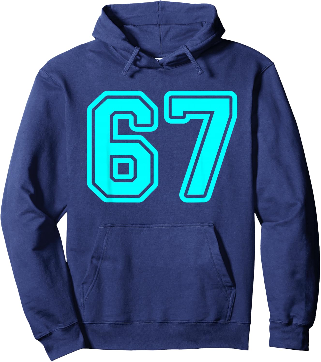 Cyan Sports Team Number #67 Hoodie - Hoodie | Navy