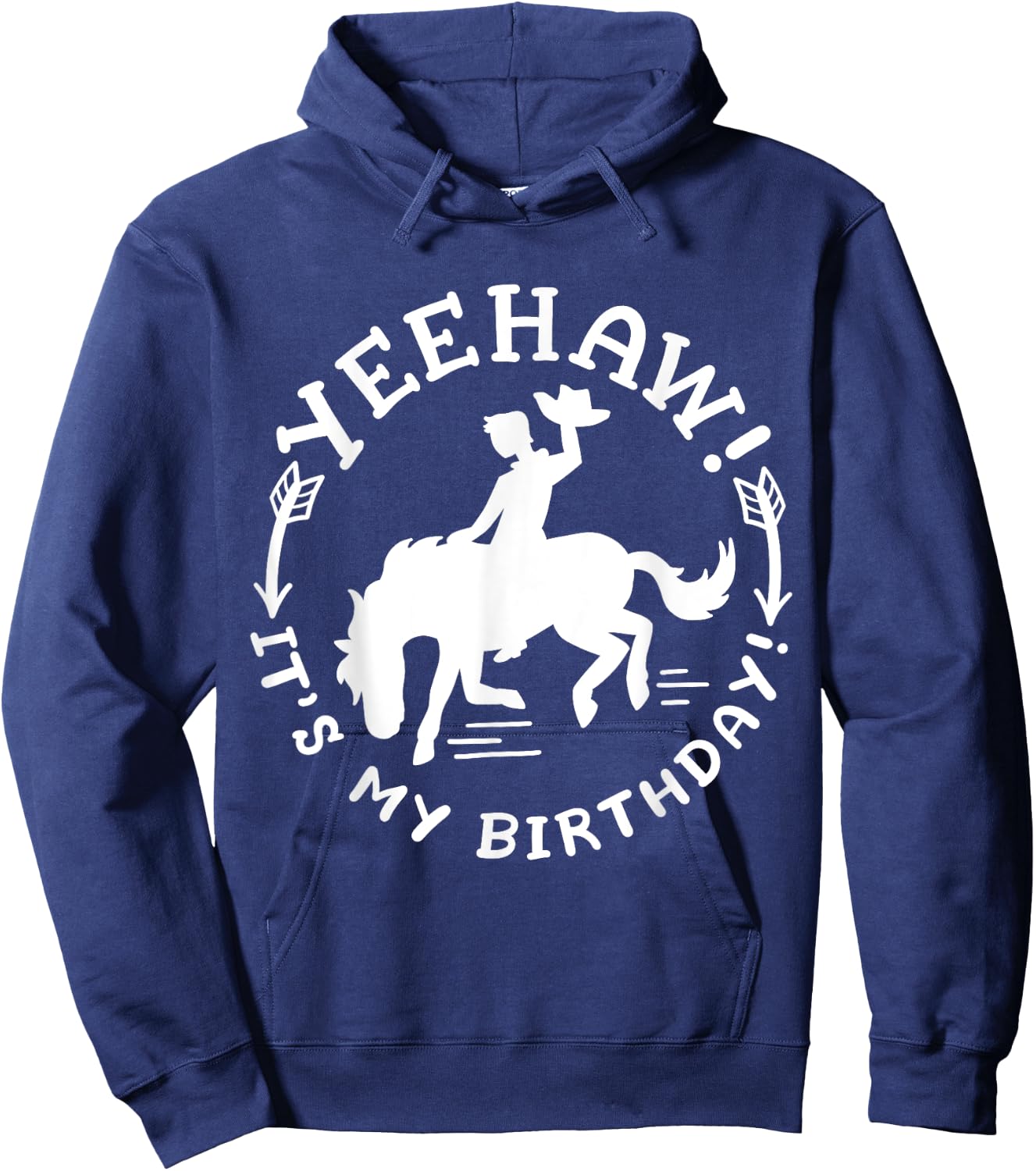 Yeehaw It's My Birthday Funny Western Rodeo Party Kids Hoodie - Hoodie | Navy