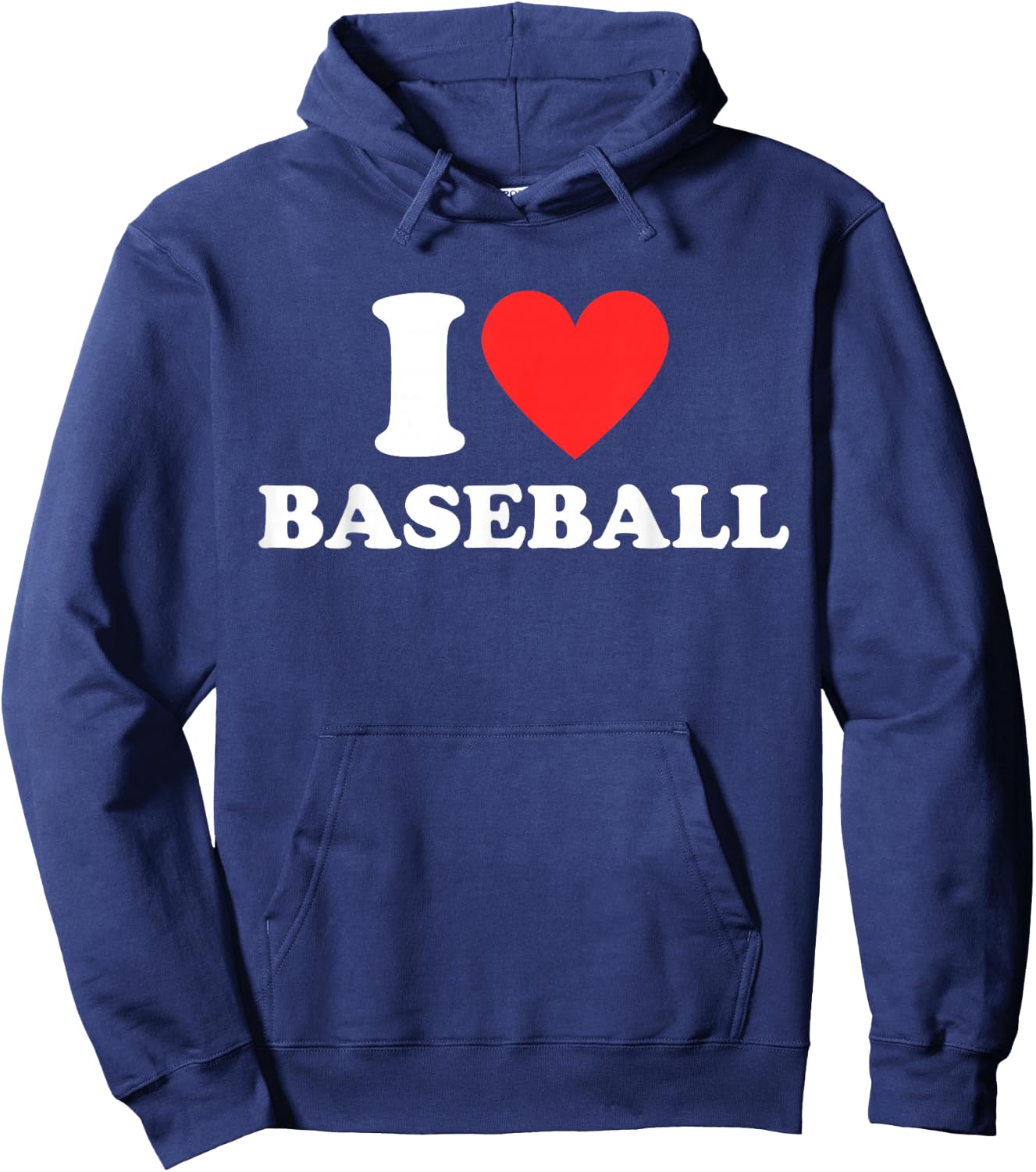 I Love (Heart) Baseball Funny I Red Heart Baseball Custom Hoodie - Hoodie | Navy