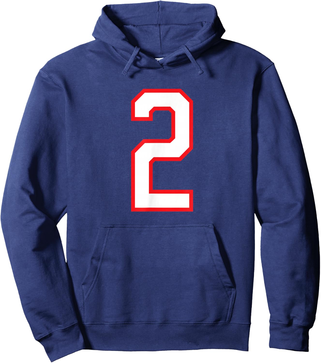 Number #2 White Red Plain Number Hoodie - Hoodie | Navy
