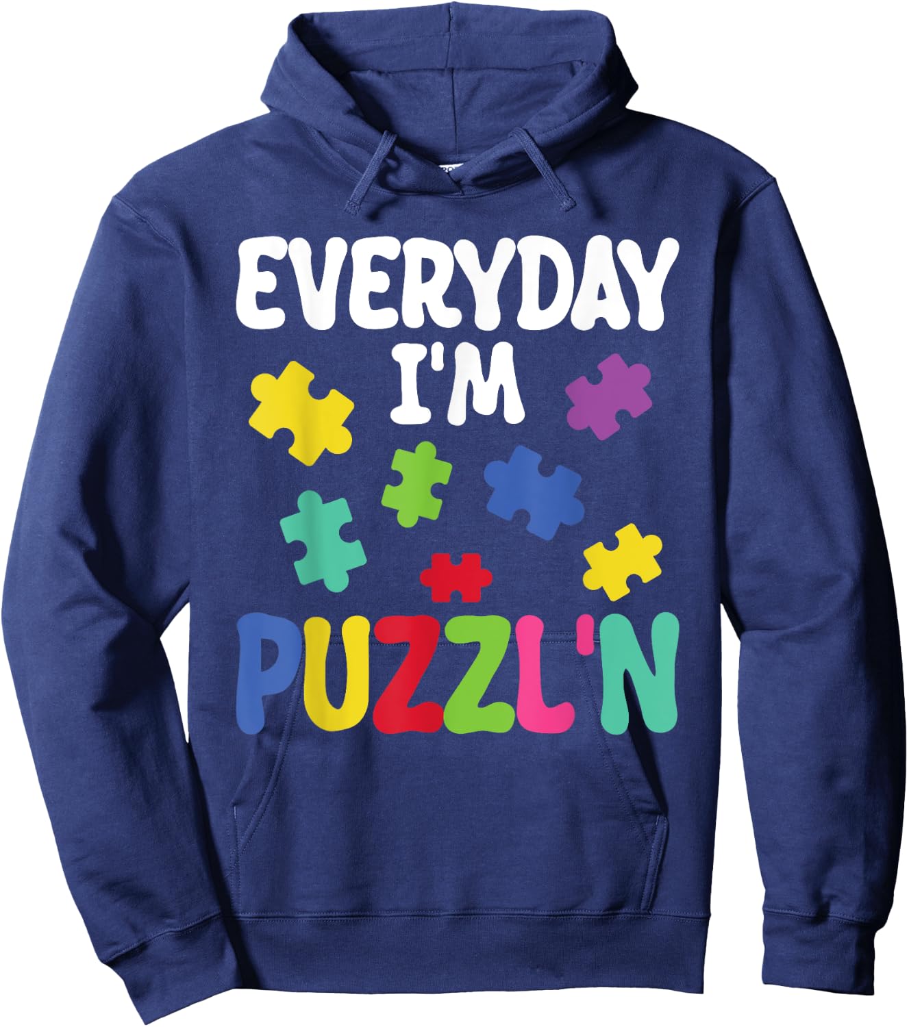 Puzzling Kids Everyday I'm Puzzl n Puzzler Jigsaw Puzzle Hoodie - Hoodie | Navy
