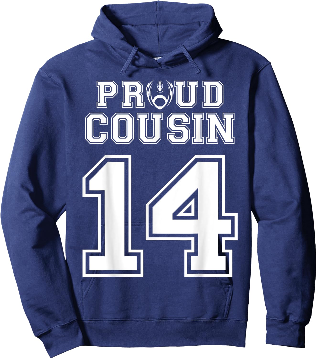 Custom Proud Football Cousin Number 14 Personalized Hoodie - Hoodie | Navy
