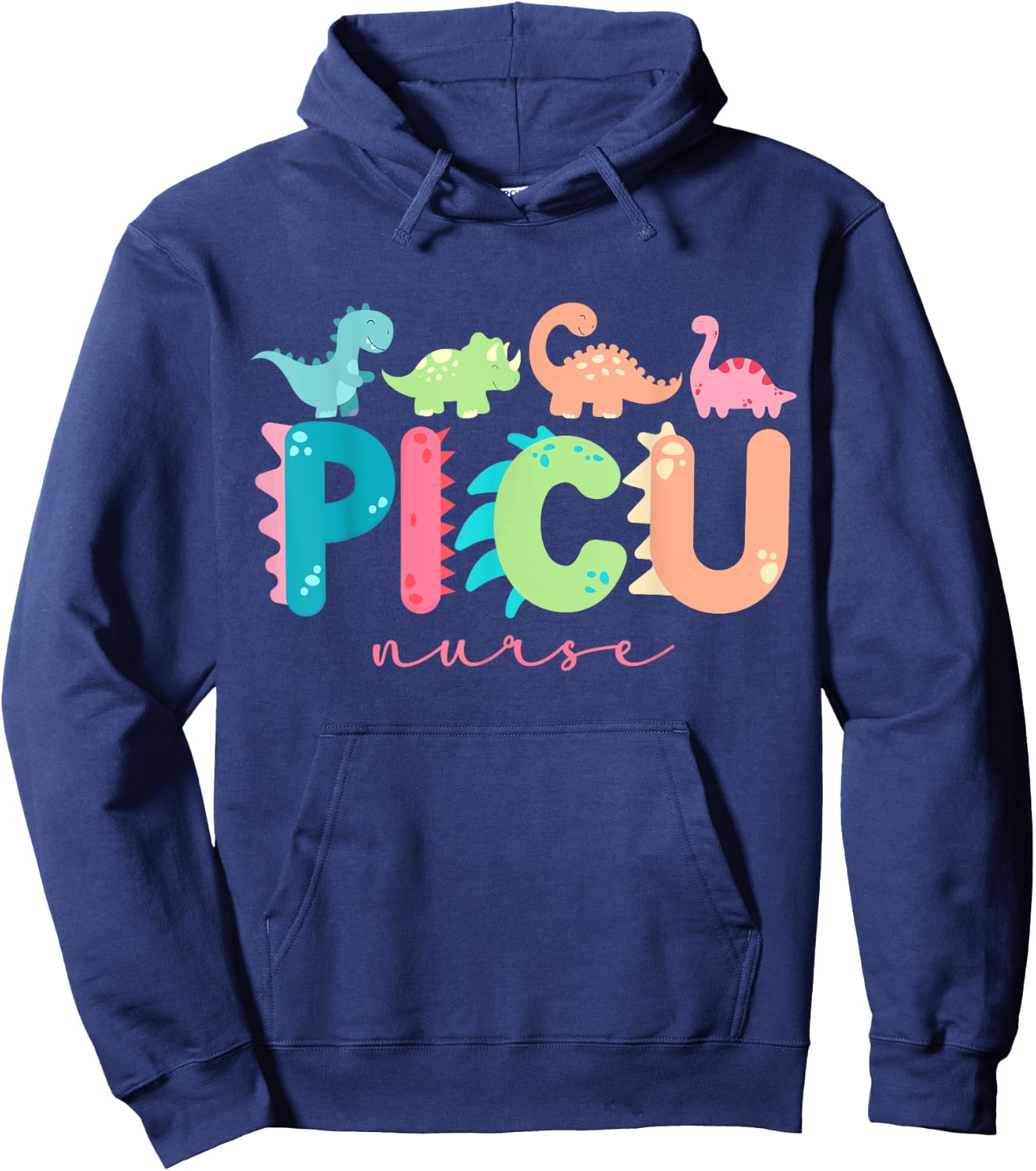 PICU Nurse Dinosaurs Pediatric Animal PICU Squad PEDS Nurse Hoodie - Hoodie | Navy