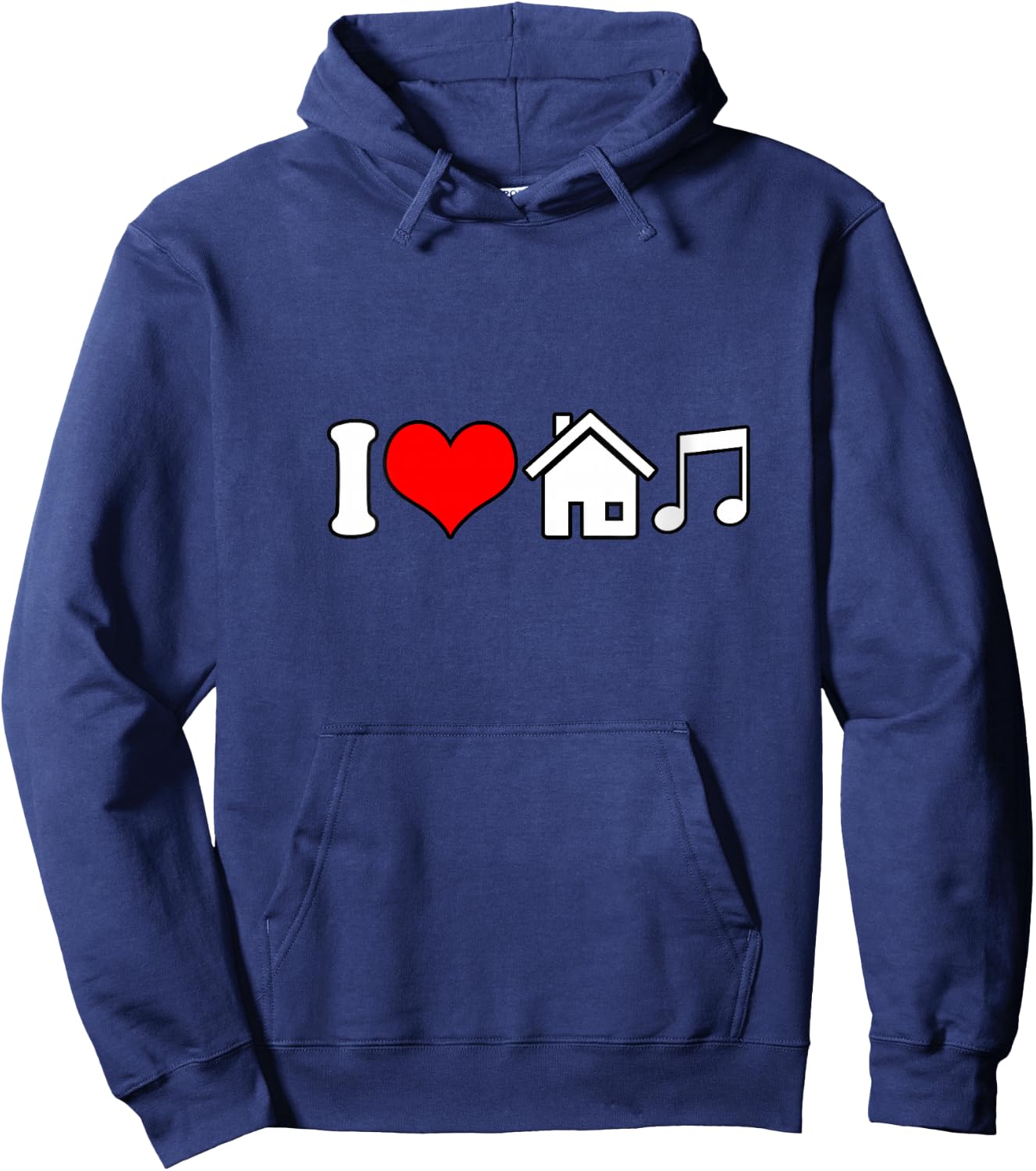I Love House Music Funny Electronic Music V-Neck Hoodie - Hoodie | Navy