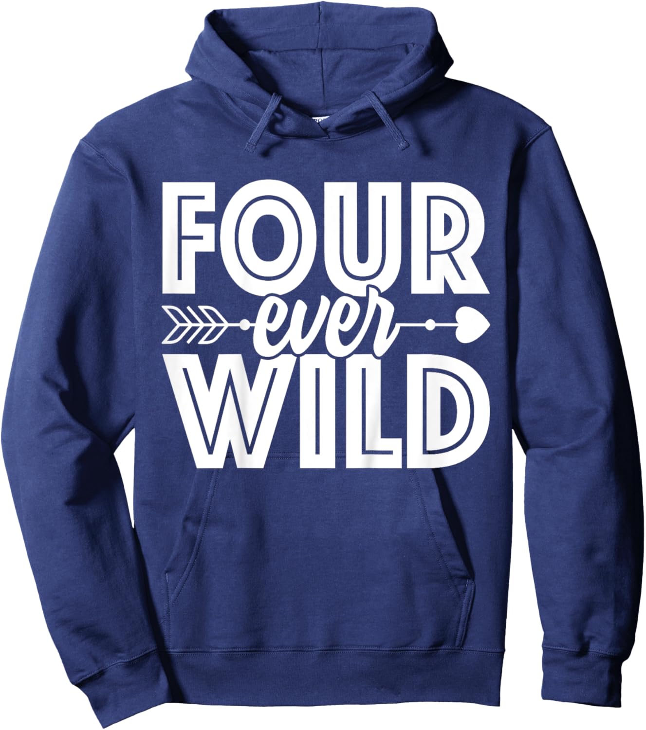 Four Ever Wild 4th Birthday 4 Year Old Birthday Zoo Safari Hoodie - Hoodie | Navy