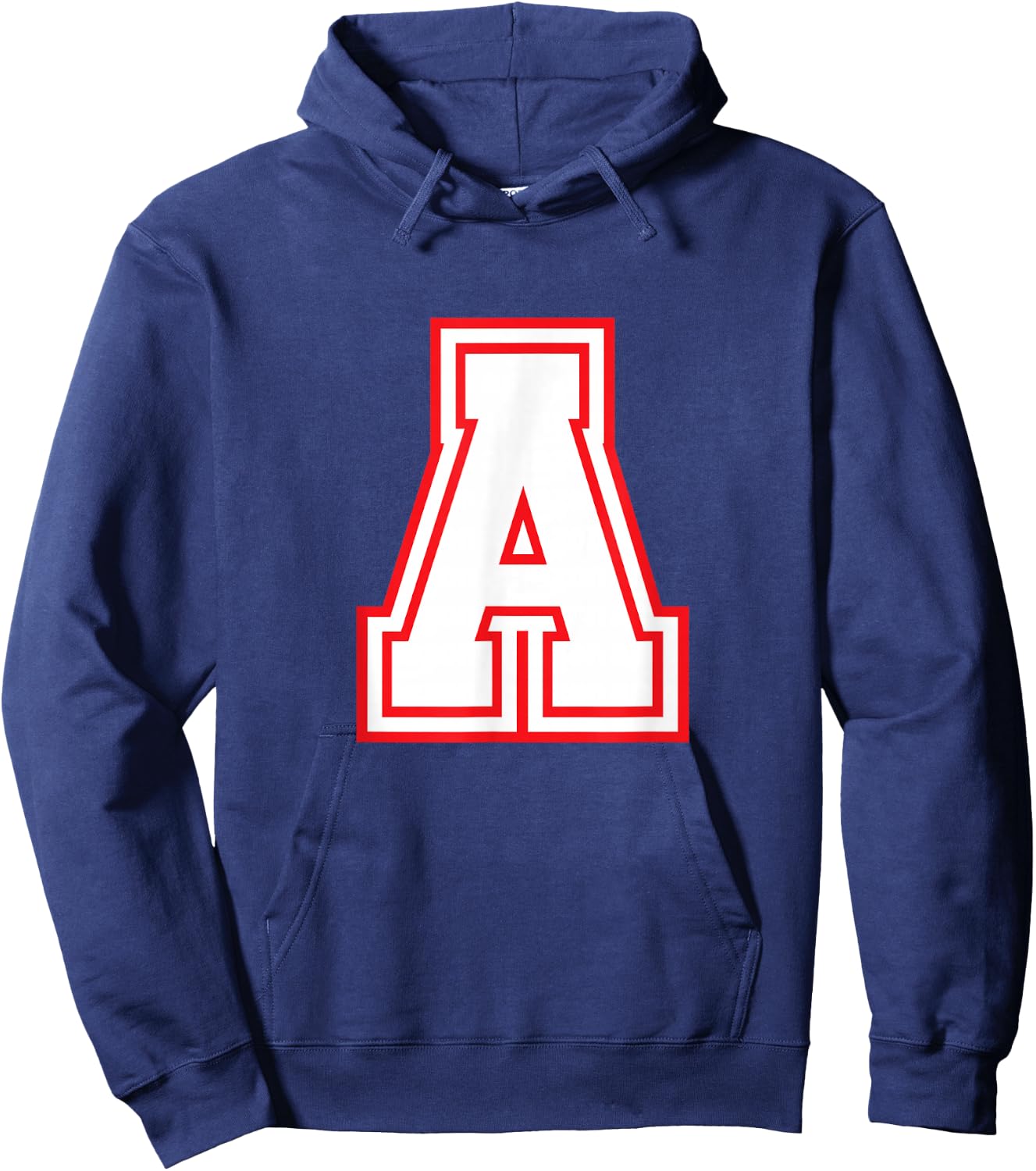 Letter A Red Monogram Initial Hoodie - Hoodie | Navy
