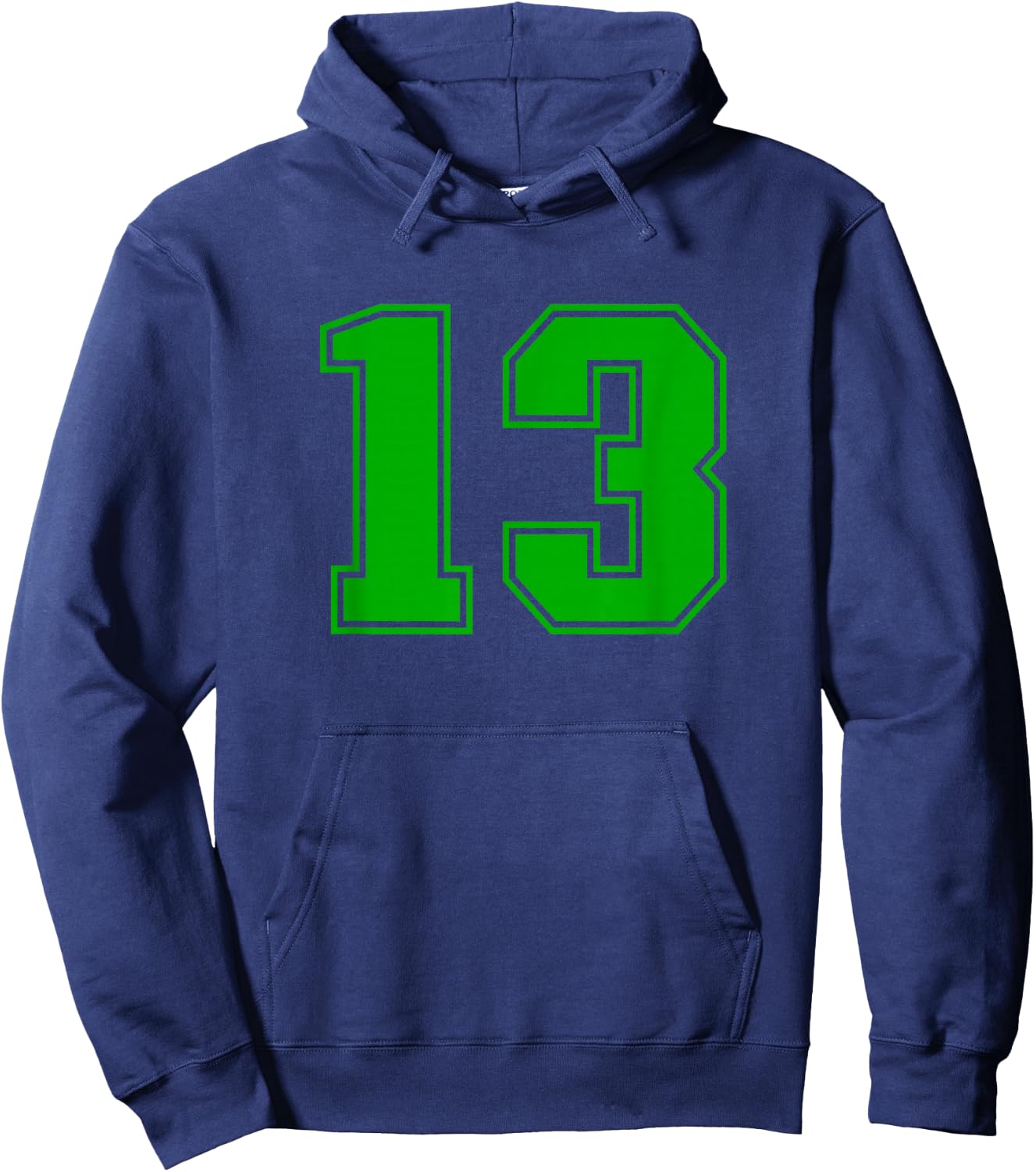 Number #13 Green Sports Uni Number Hoodie - Hoodie | Navy