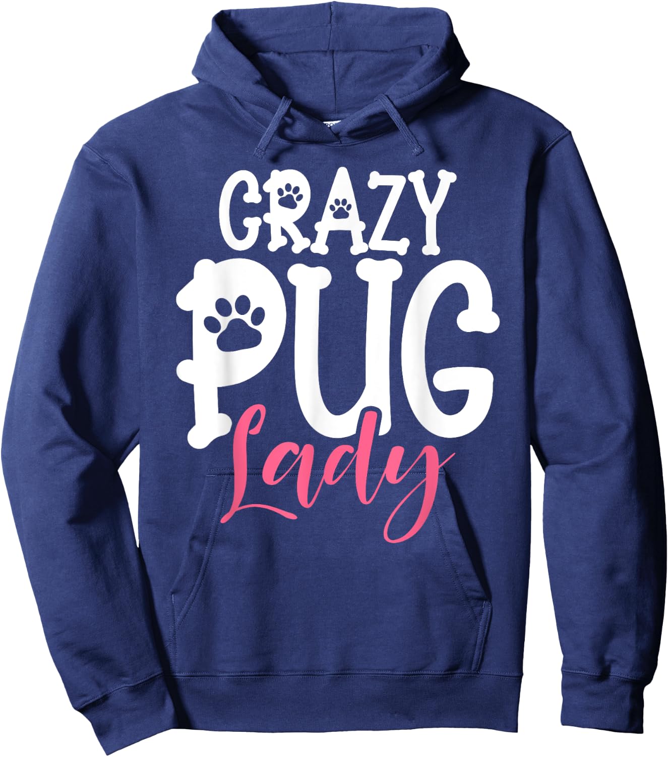 Crazy Pug Lady Hoodie - Hoodie | Navy