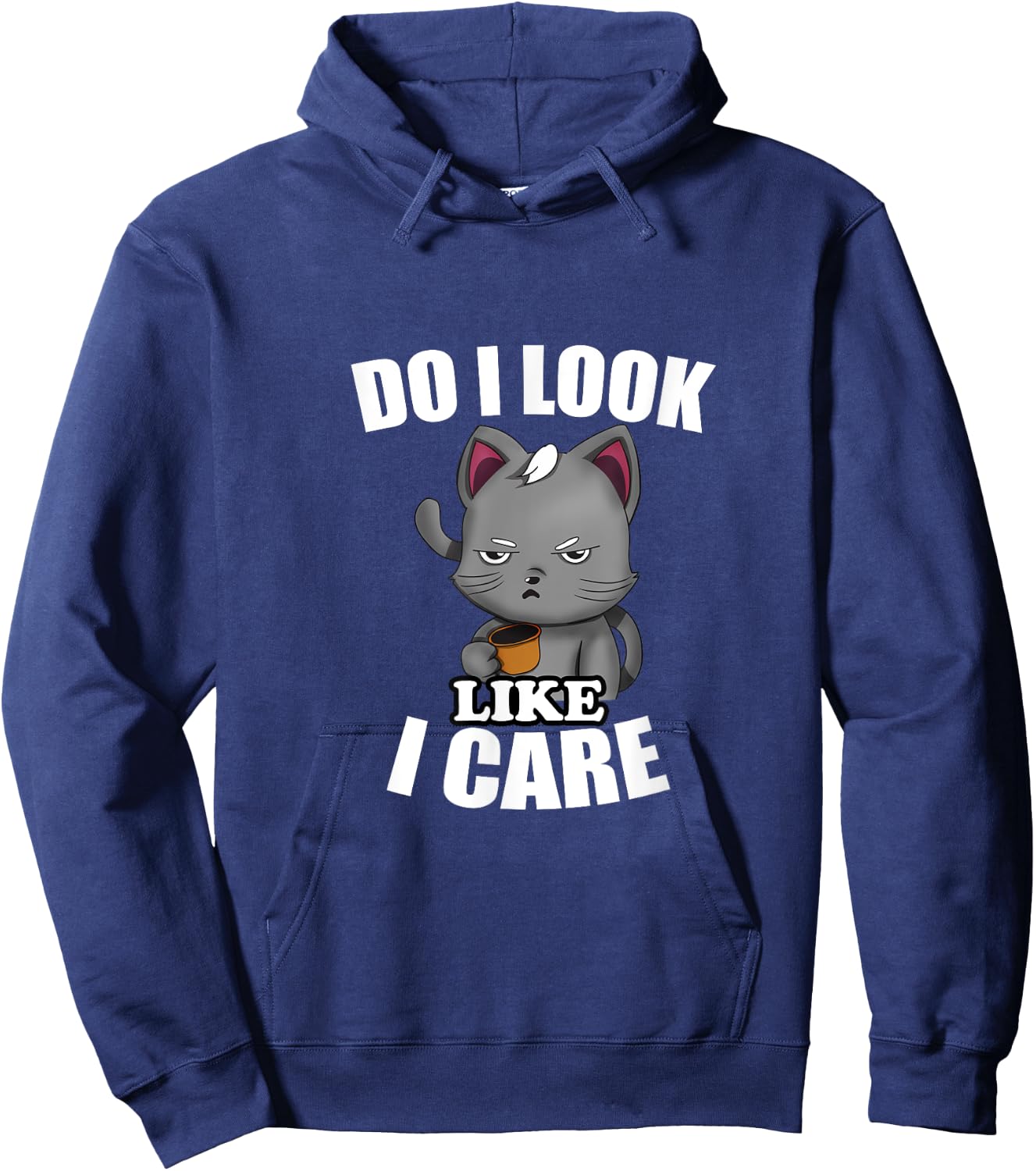 Humor Gift Do I Look Like I Care Cat-Themed - Black, Small Hoodie - Hoodie | Navy
