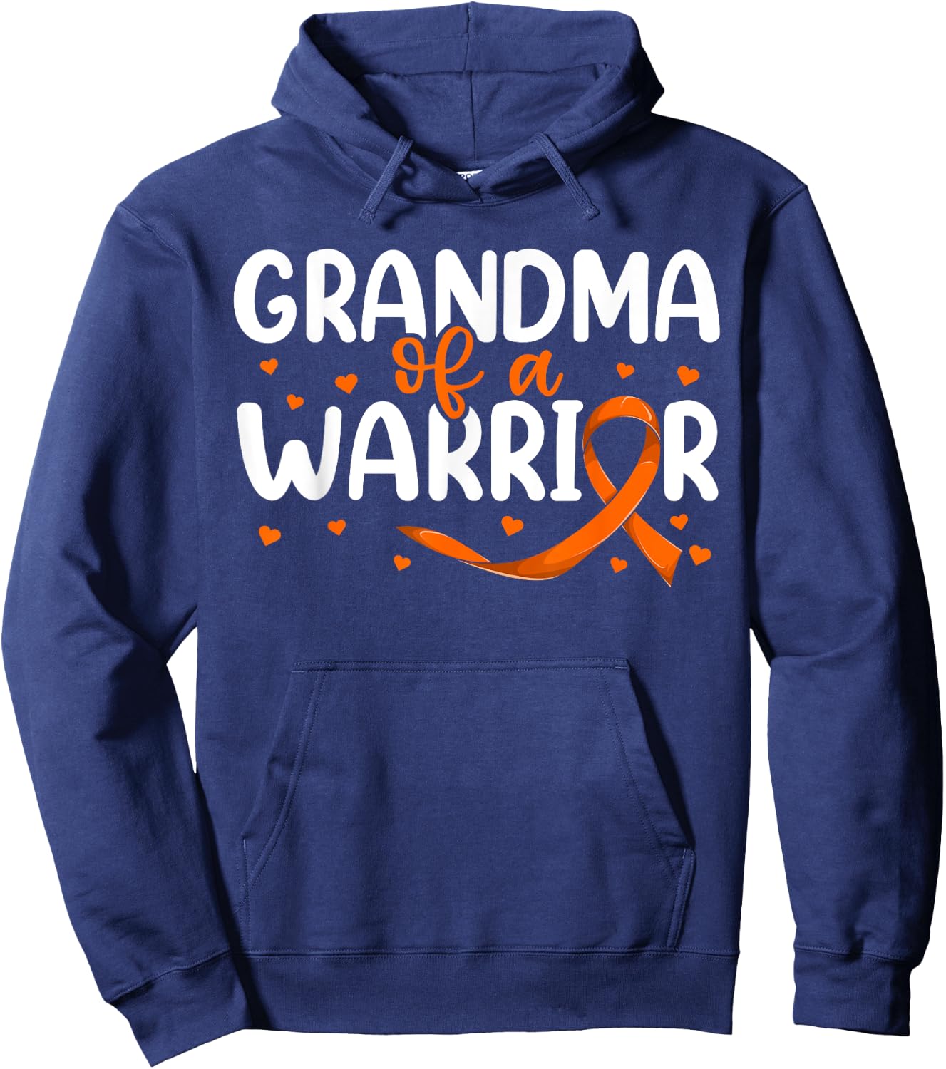 Orange Ribbon Leukemia Grandkids Shirt, Grandma Of A Warrior Hoodie - Hoodie | Navy