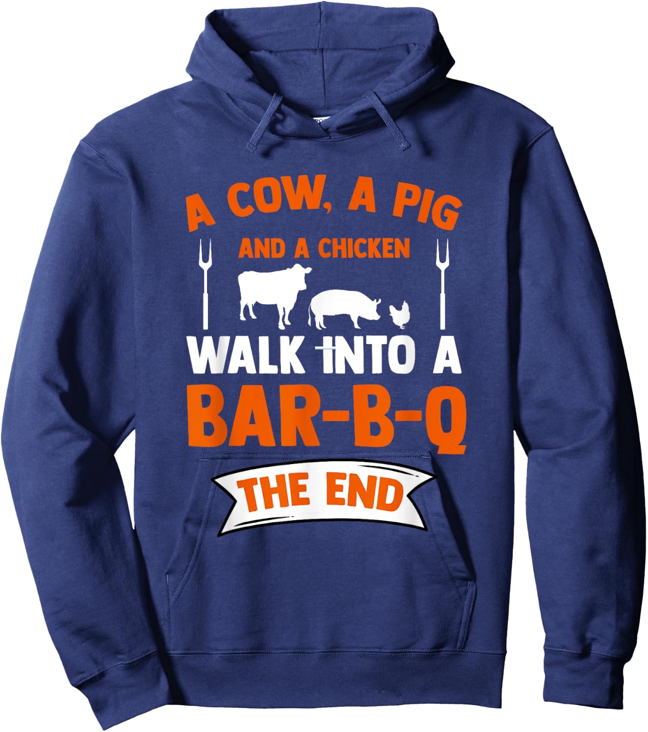 Smoke Grill Cow Pig Chicken Bar-B-Q Grilling Food Hoodie - Hoodie | Navy