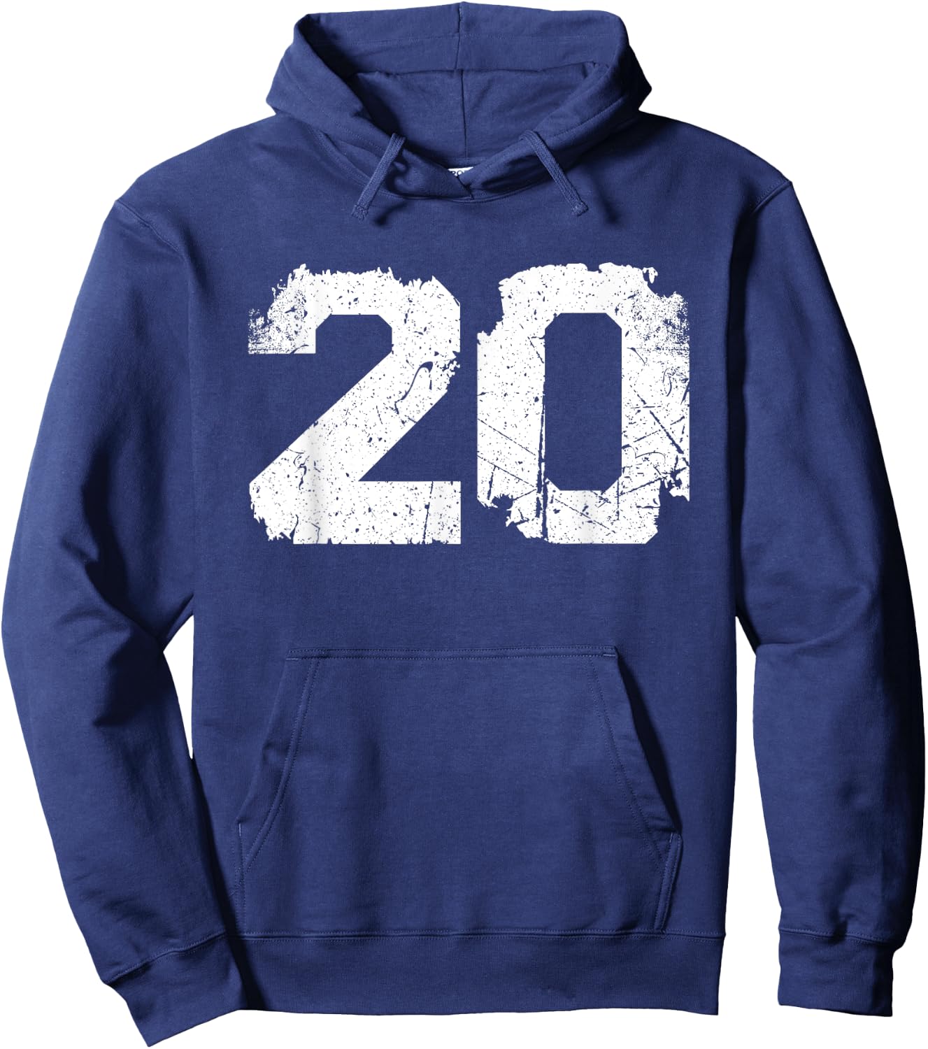 Number #20 Sport Vintage White Varsity Number Hoodie - Hoodie | Navy