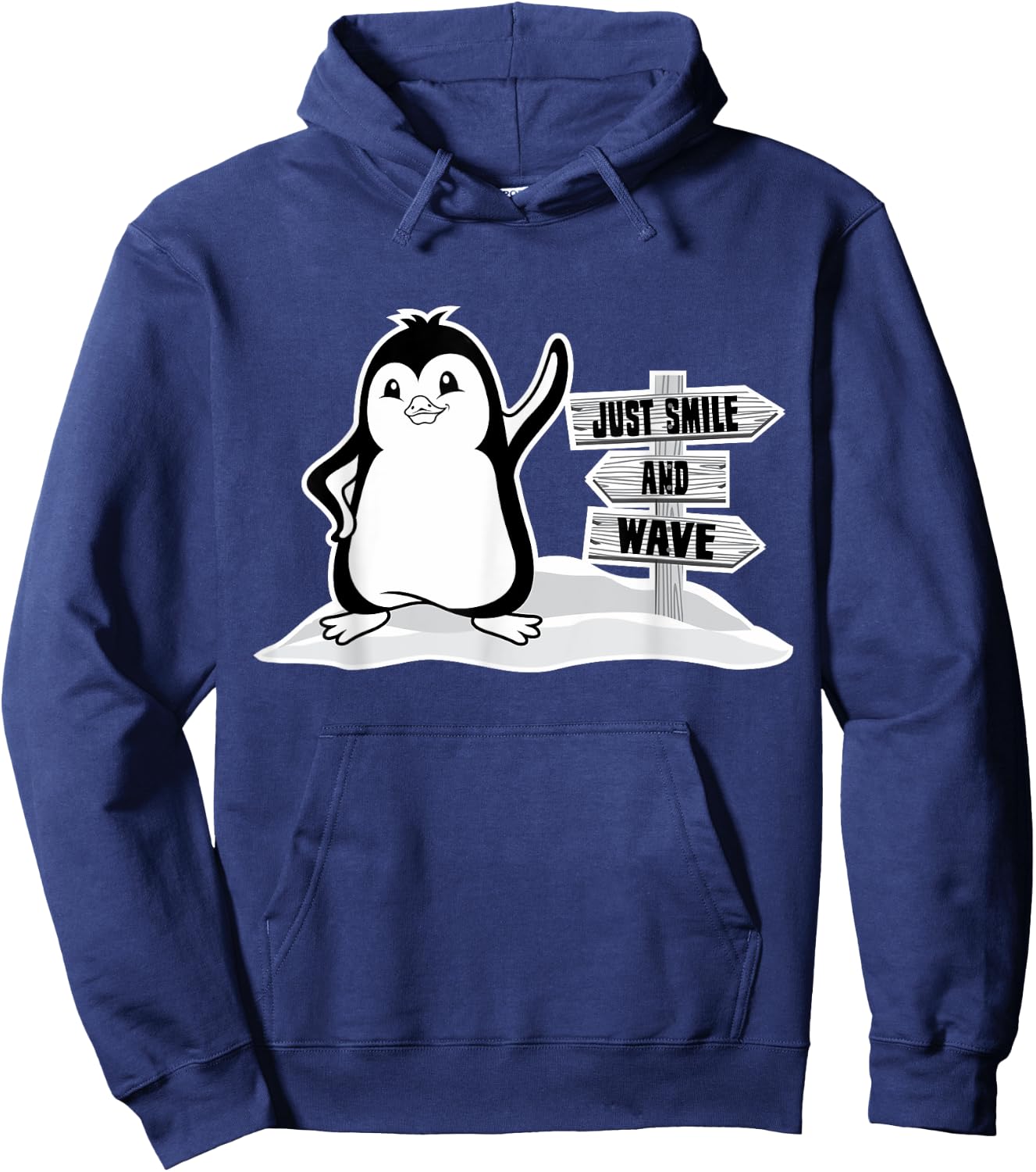 Just Smile And Wave, Cute Penguin Women, Funny Bird Hoodie - Hoodie | Navy