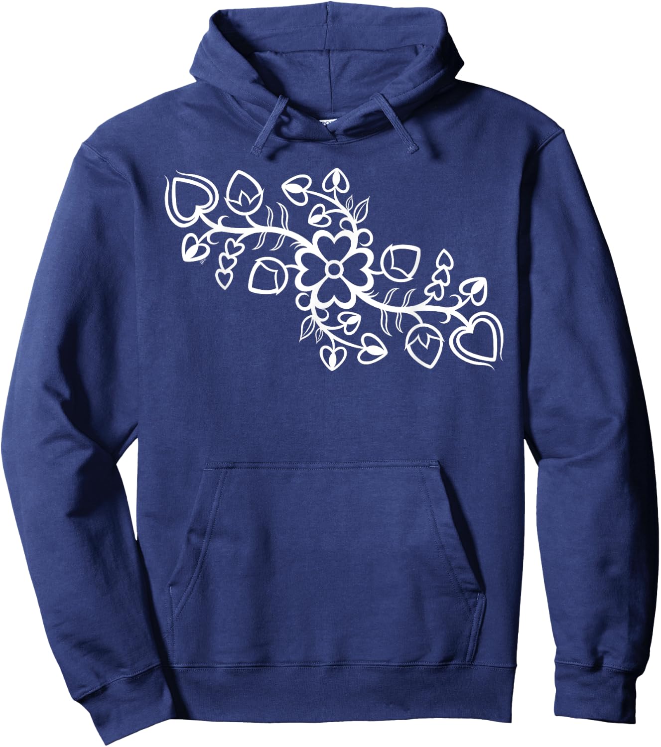 Anishinaabe Ojibwe Floral Native American Outline Hoodie - Hoodie | Navy