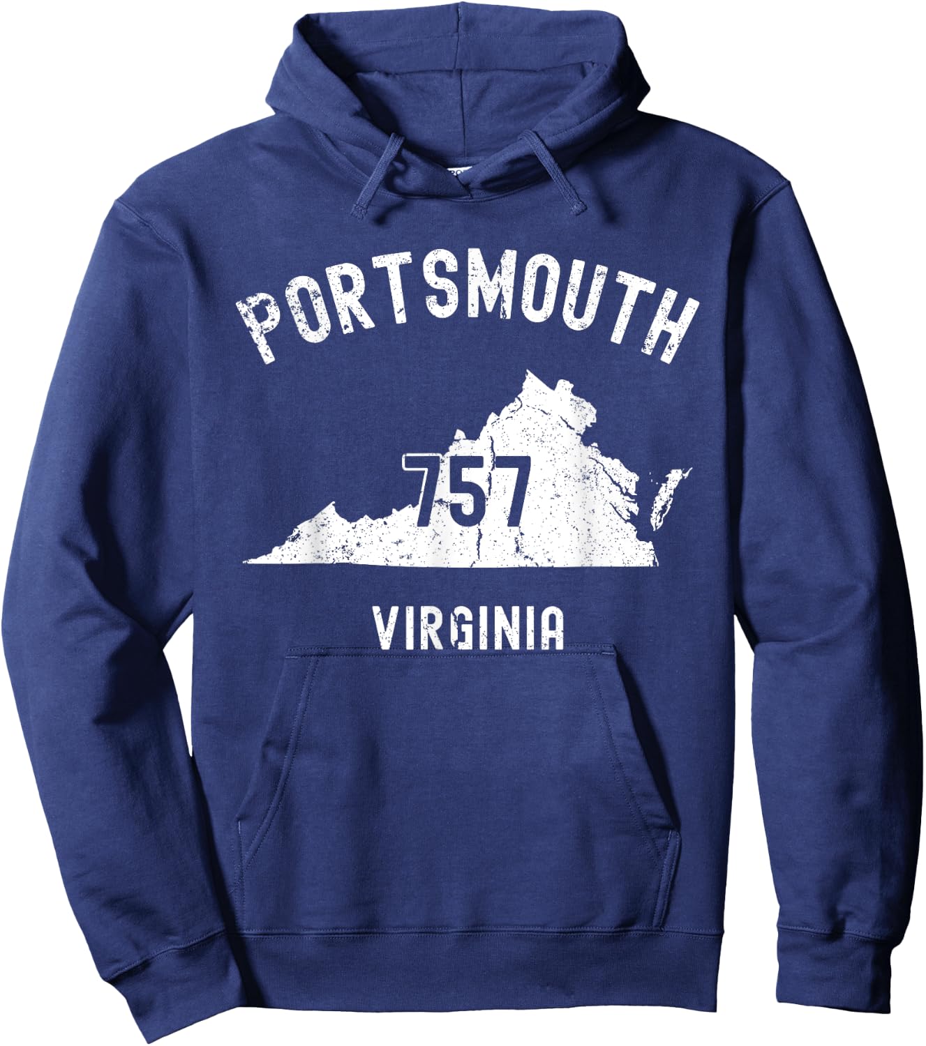 Portsmouth Virginia VA 757 Vintage Athletic Style Hoodie - Hoodie | Navy
