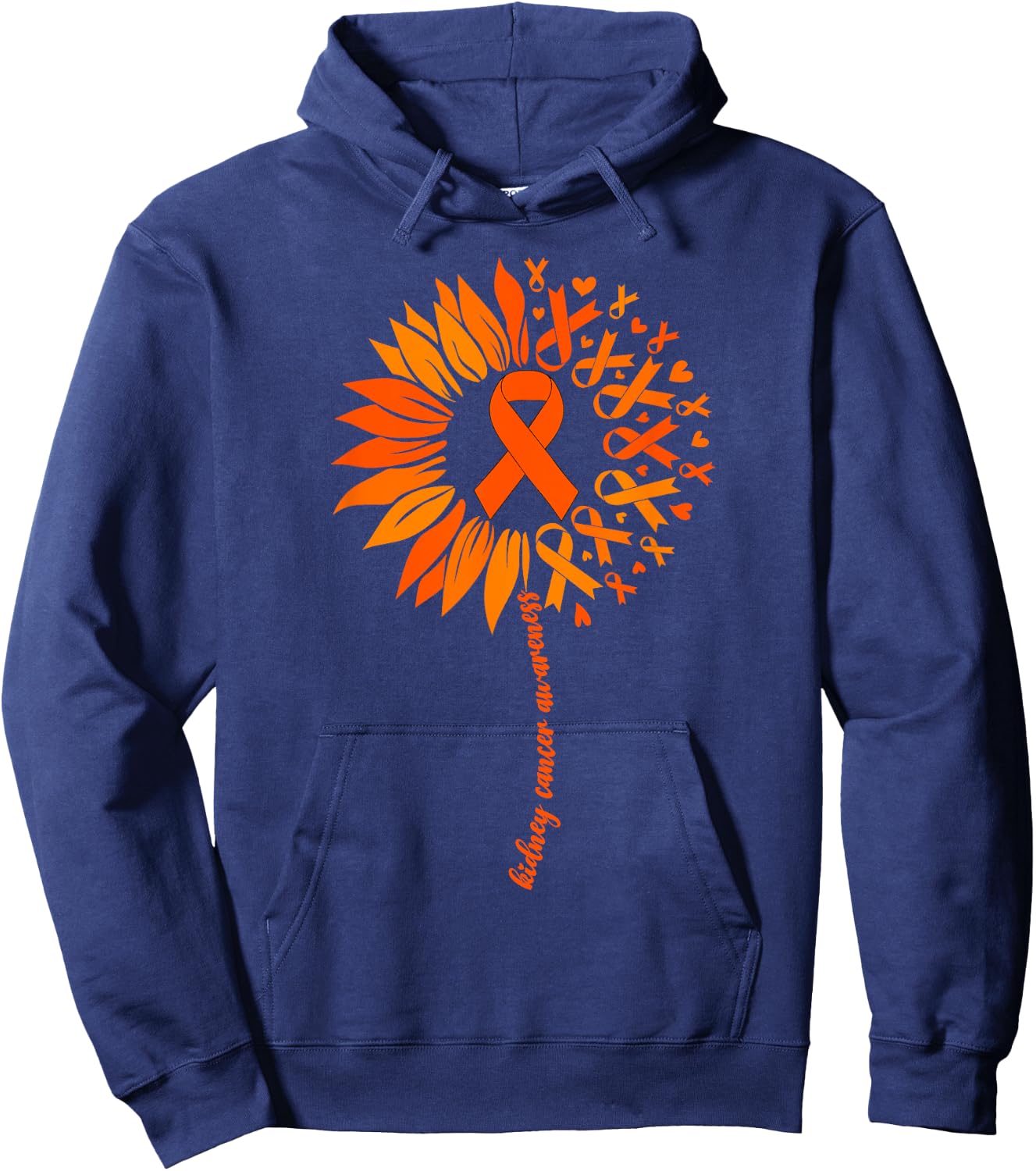 Kidney Cancer Awareness Men Ribbon Kidney Cancer Hoodie - Hoodie | Navy