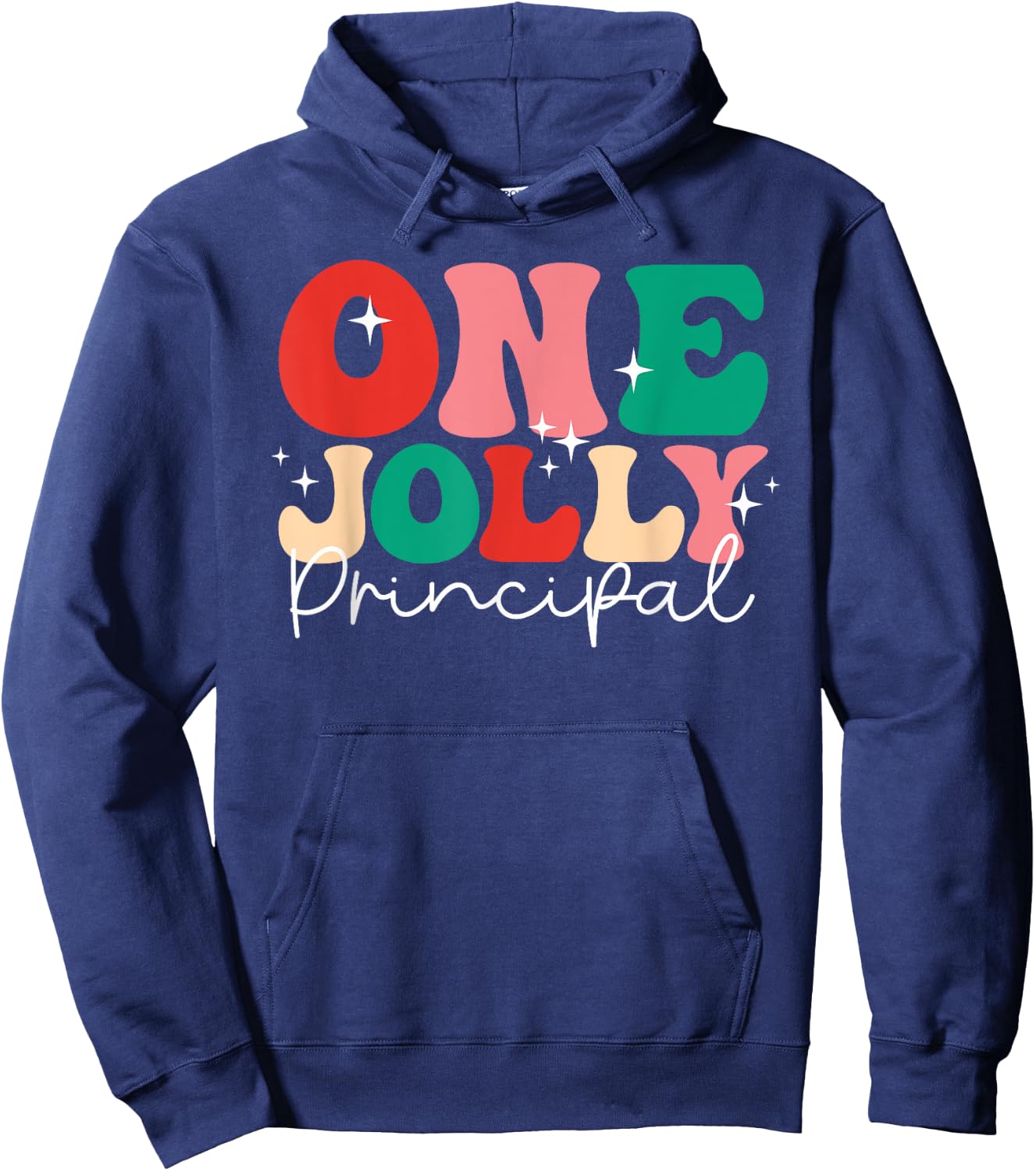 One Groovy School Family Group Holly Merry Shirts Adults Kids Retro Casual Black Short Sleeve Small U-Neck Hoodie - Hoodie | Navy