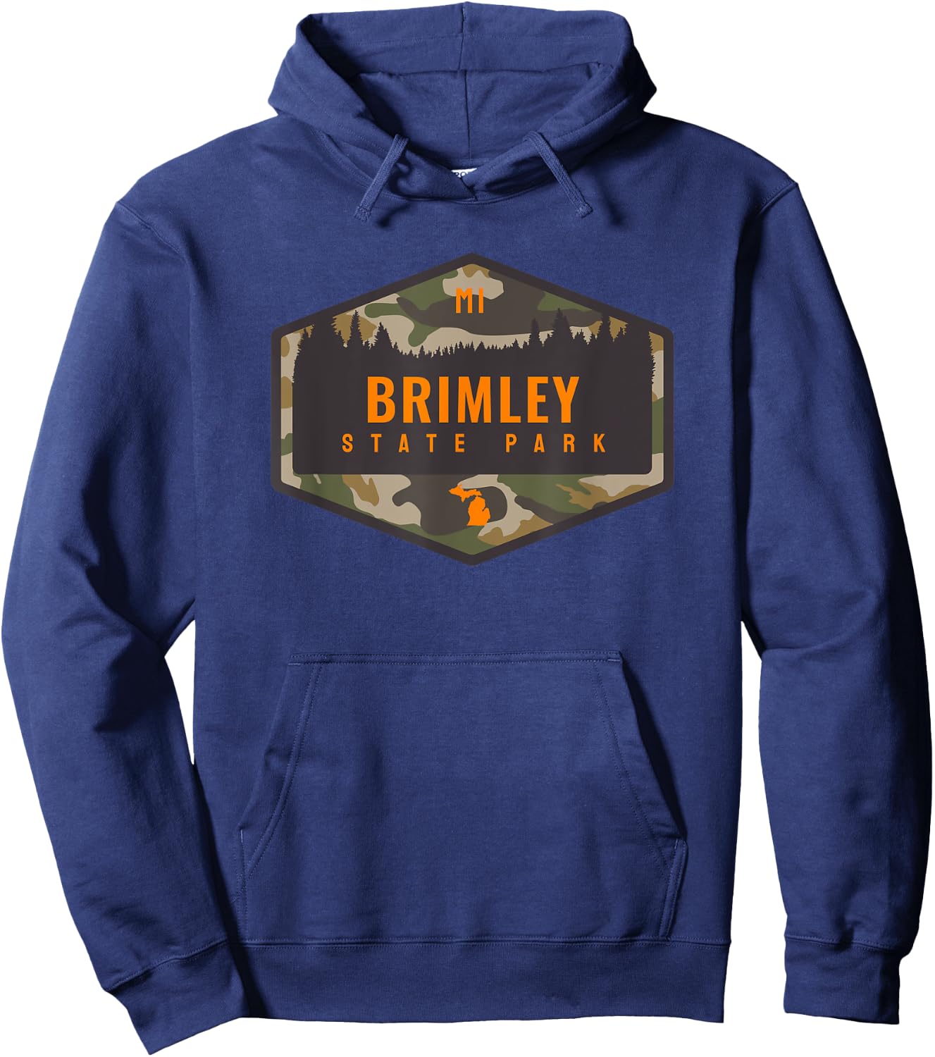 Brimley State Park Michigan MI Camouflage Vacation Hoodie - Hoodie | Navy