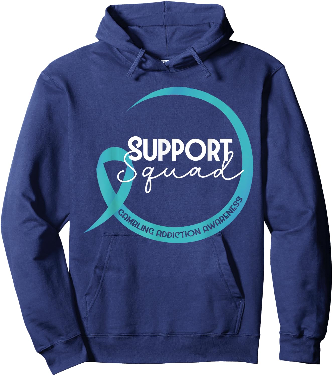 Gambling Addiction Awareness Teal Ribbon Support Squad Hoodie - Hoodie | Navy