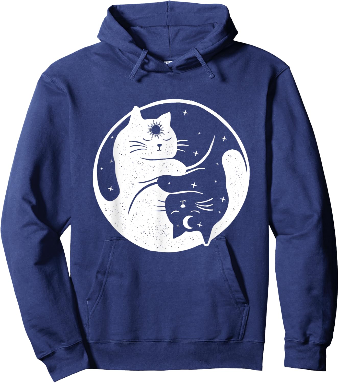 Cat Sun And Moon - Sleeping Kitty Kitten Pet Animal Lover Hoodie - Hoodie | Navy