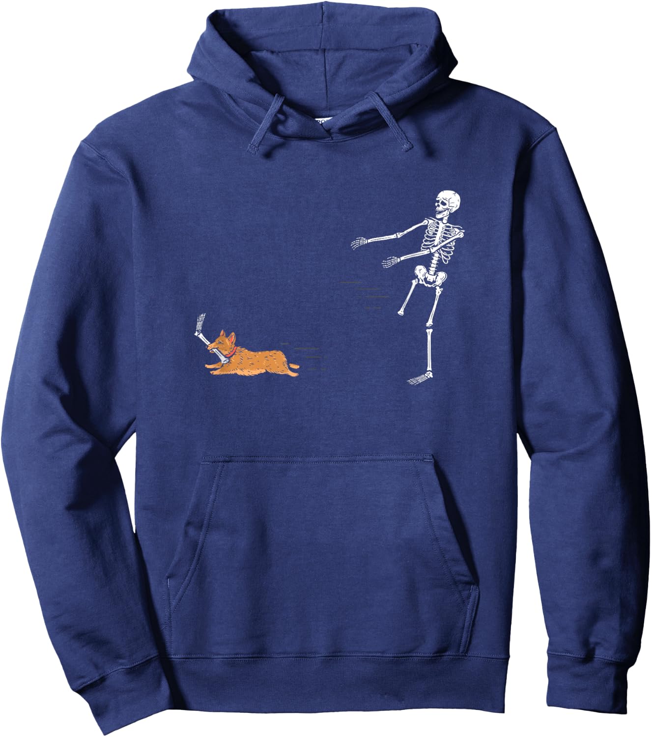Cute Corgi Dog | Funny Skeleton Halloween Hoodie - Hoodie | Navy