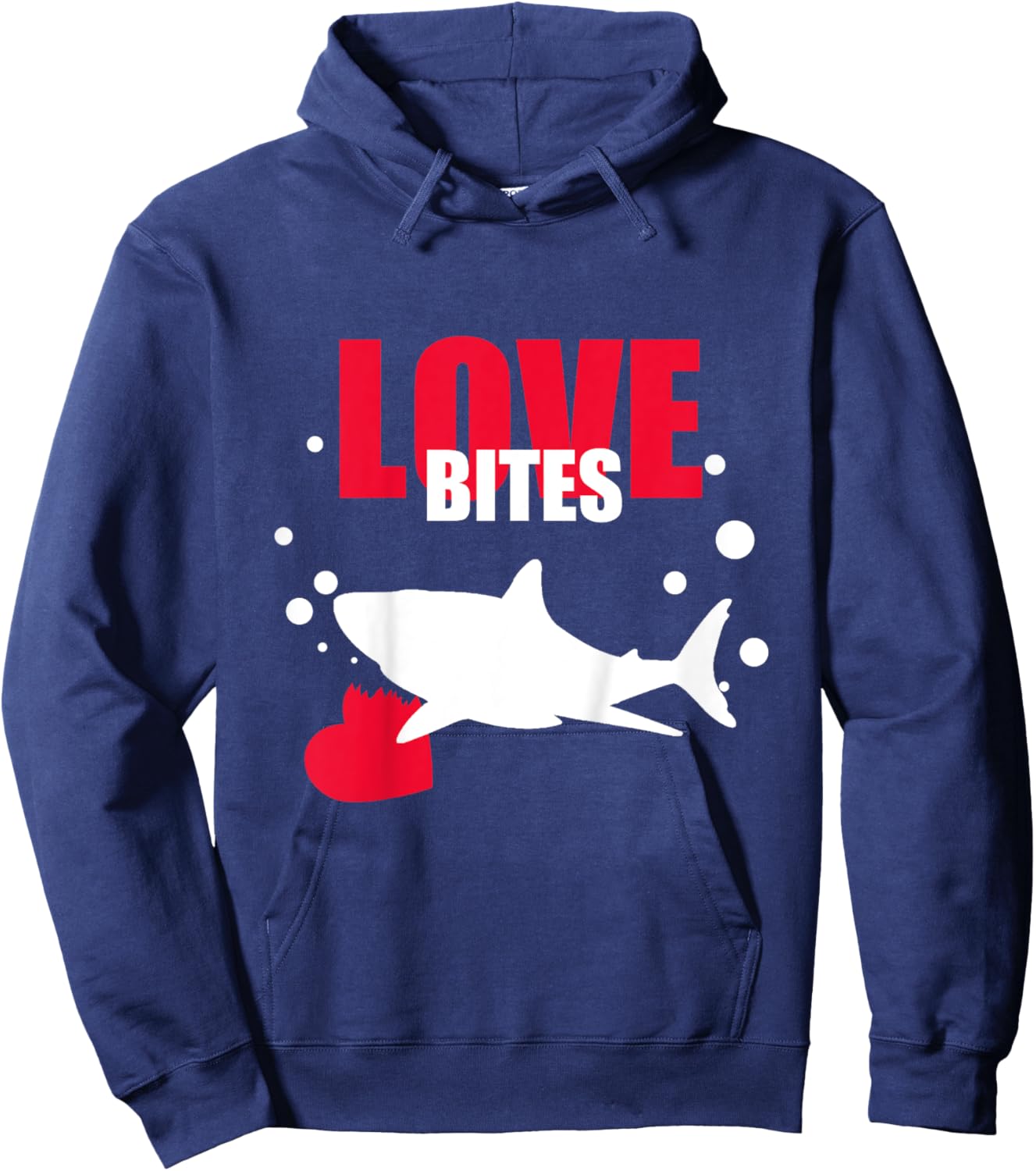 Kids Love Bites Toddler Valentines Day Shark Lover Boy Funny Hoodie - Hoodie | Navy