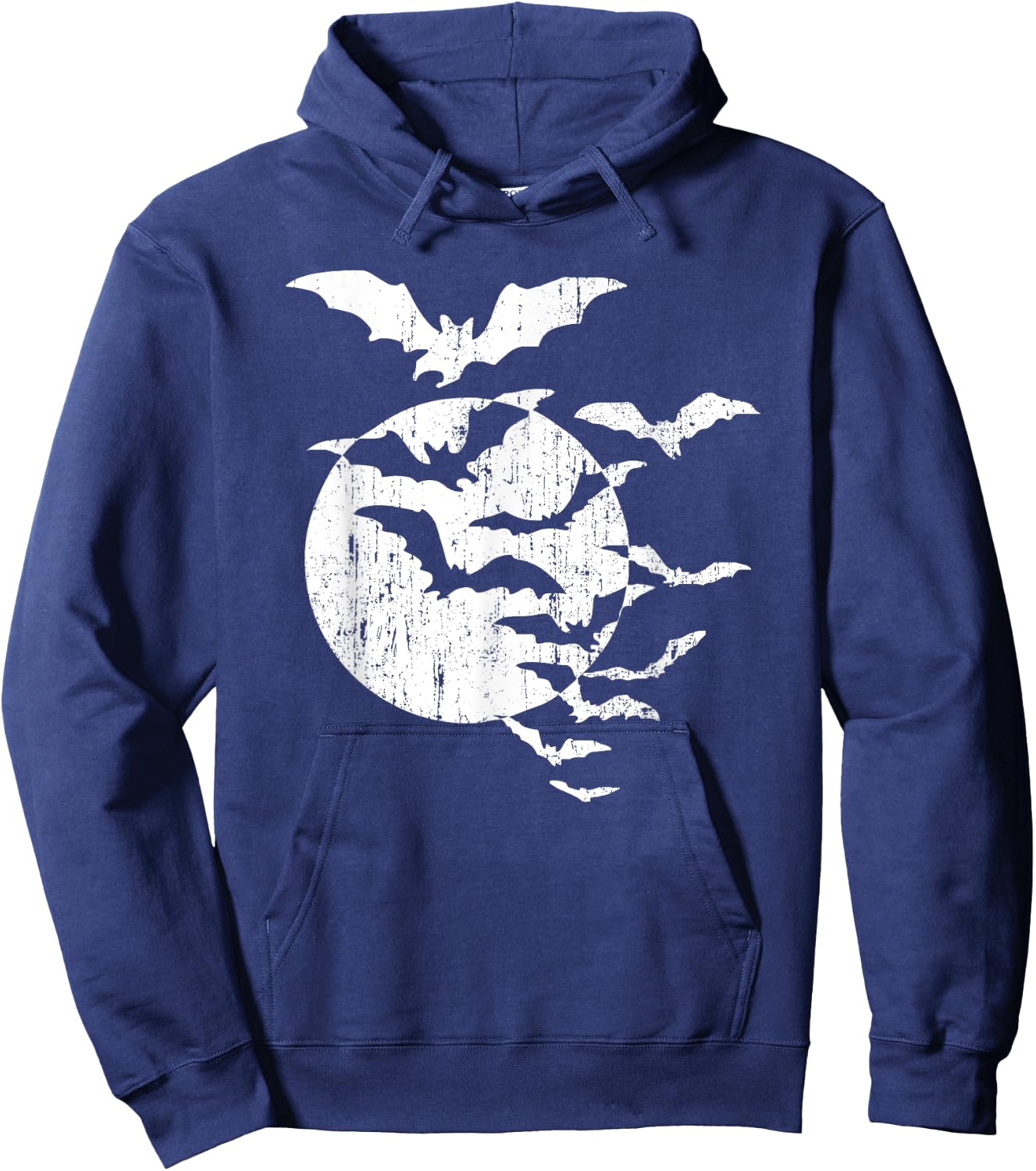 Halloween Swarm of Bats Full Moon Spooky Vintage Graphic Hoodie - Hoodie | Navy