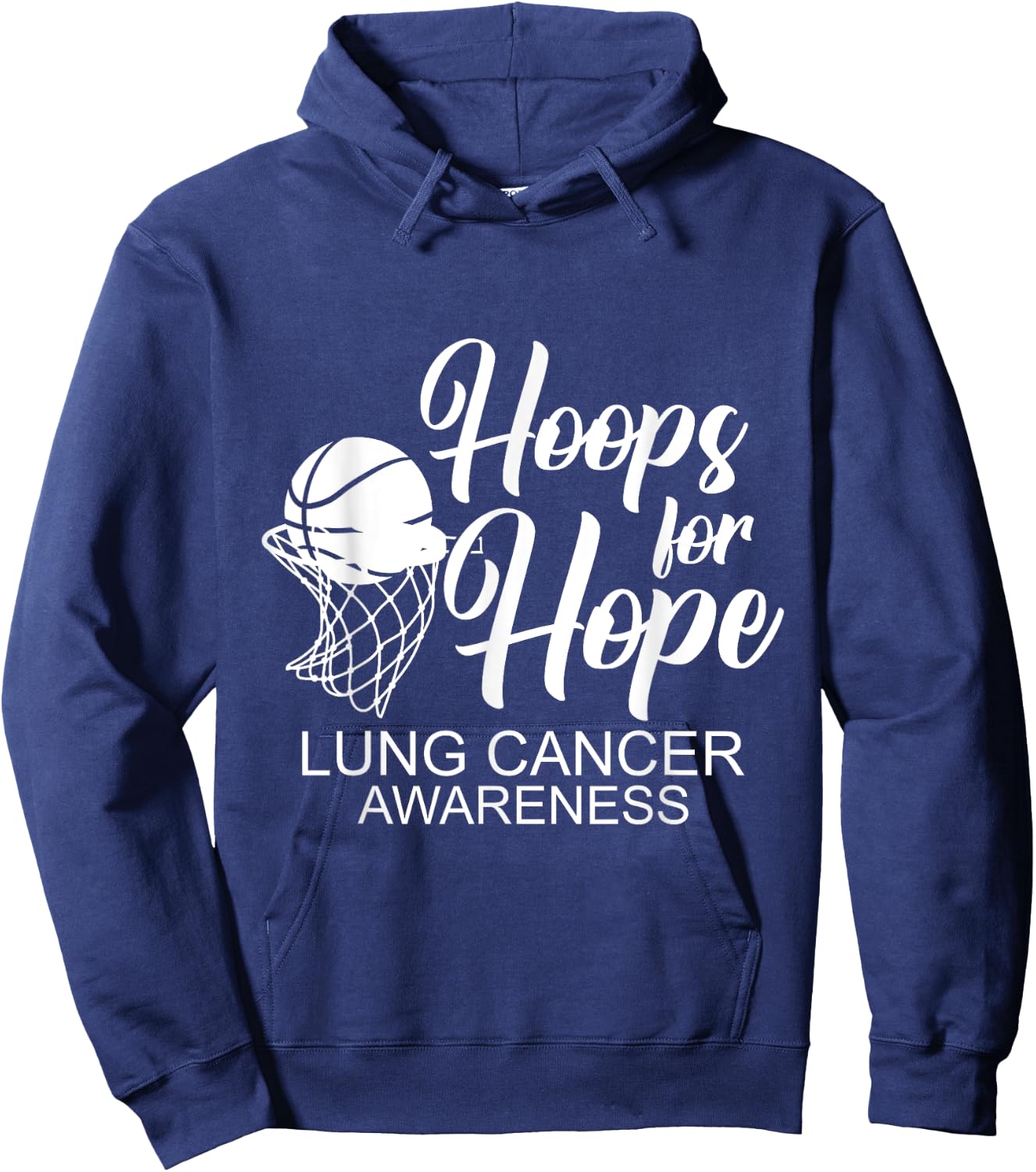 Hoops For Hope Basketball Player Lung Cancer Awareness Hoodie - Hoodie | Navy