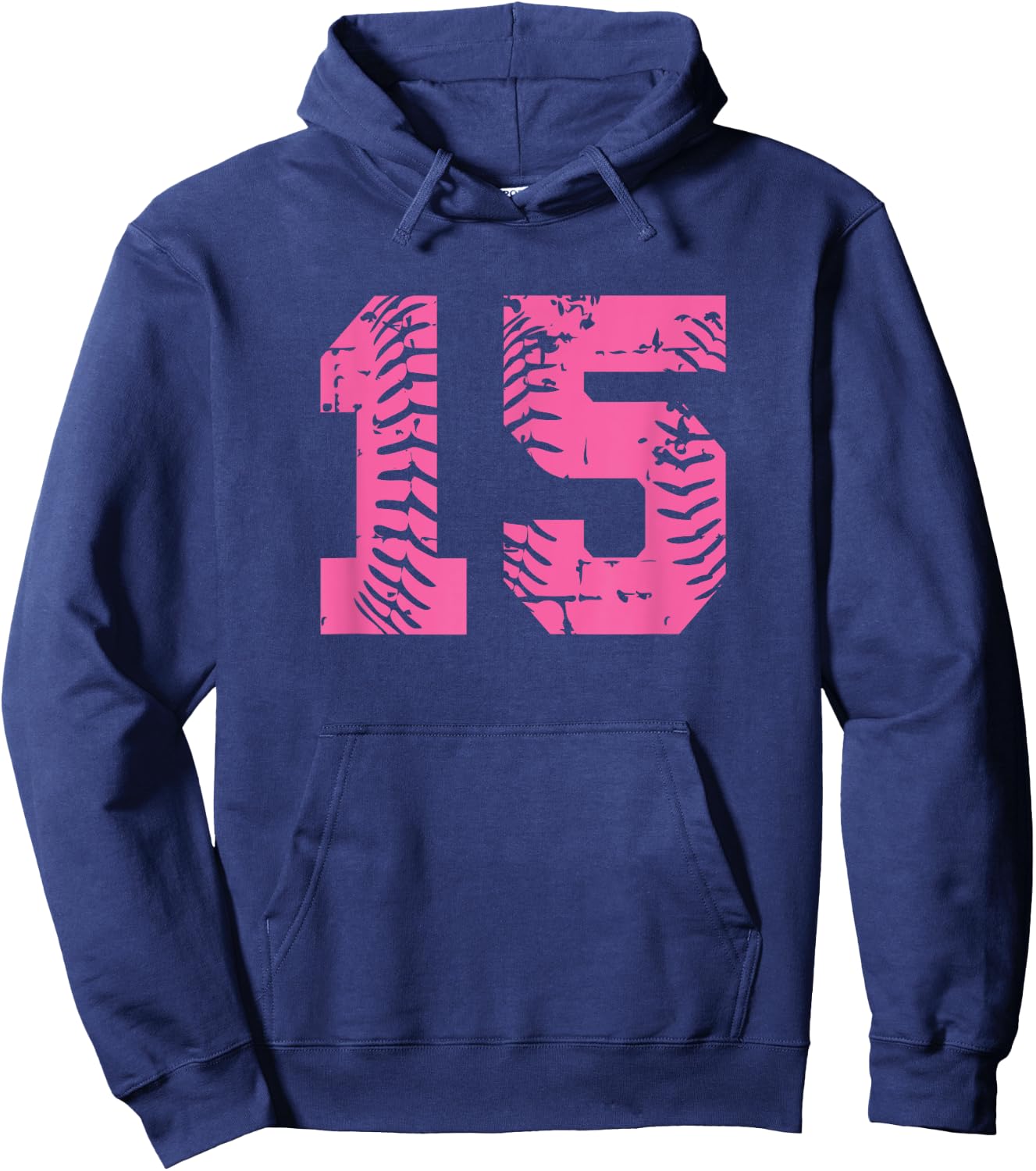 Baseball Softball Pink Number #15 Hoodie - Hoodie | Navy