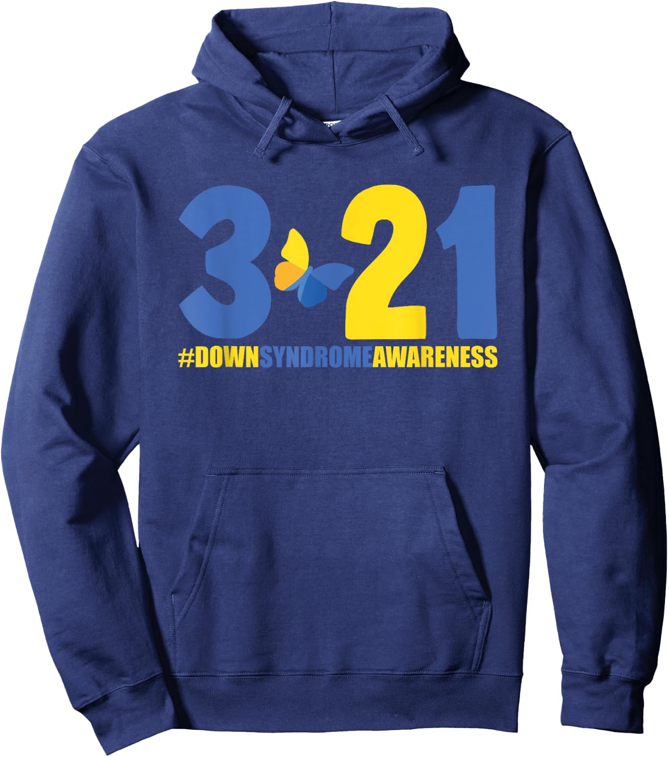 Blue Yellow Heart 21 World Down Syndrome Awareness Day 3 21 Hoodie - Hoodie | Navy