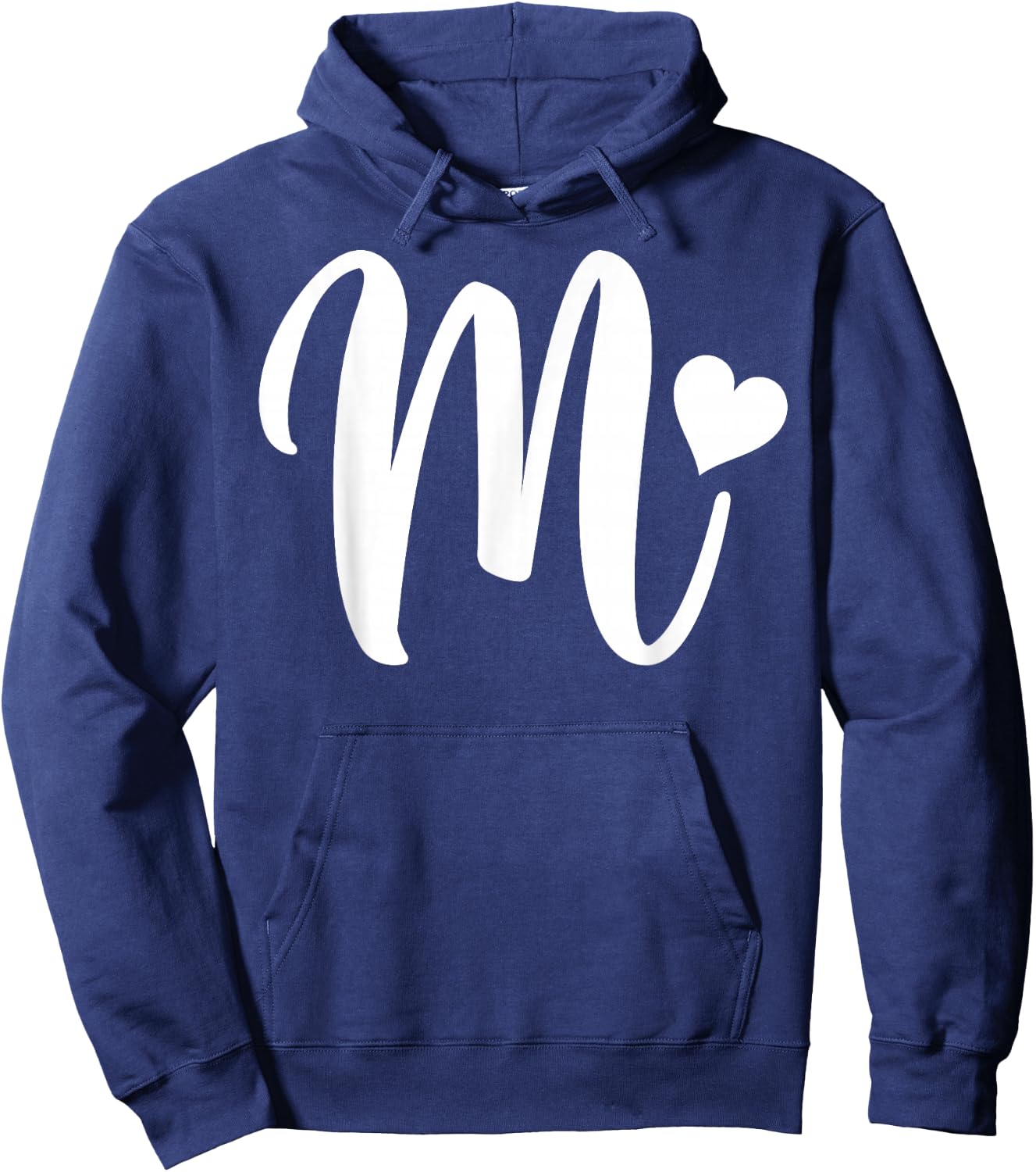 white letter M monogram initial minimalist heart graphic Hoodie - Hoodie | Navy