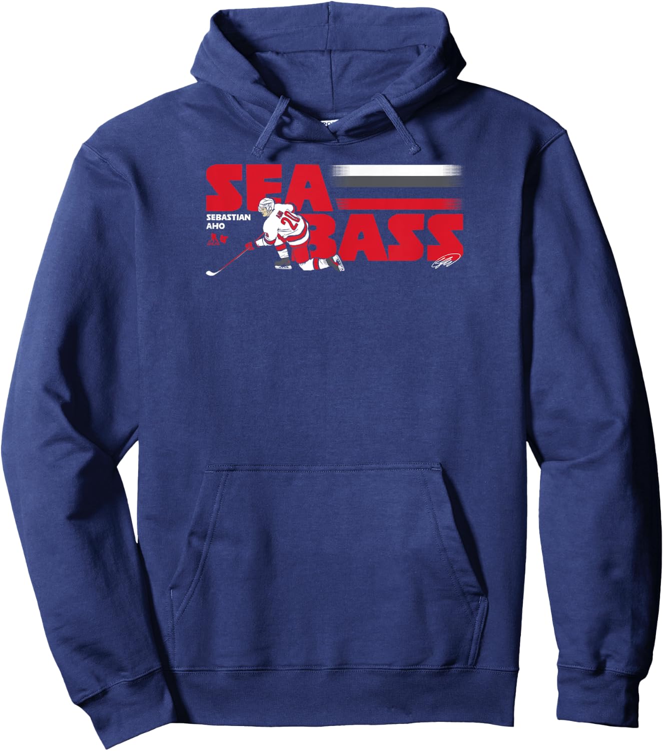 Sebastian Aho: Sea Bass - Carolina Hockey Hoodie - Hoodie | Navy