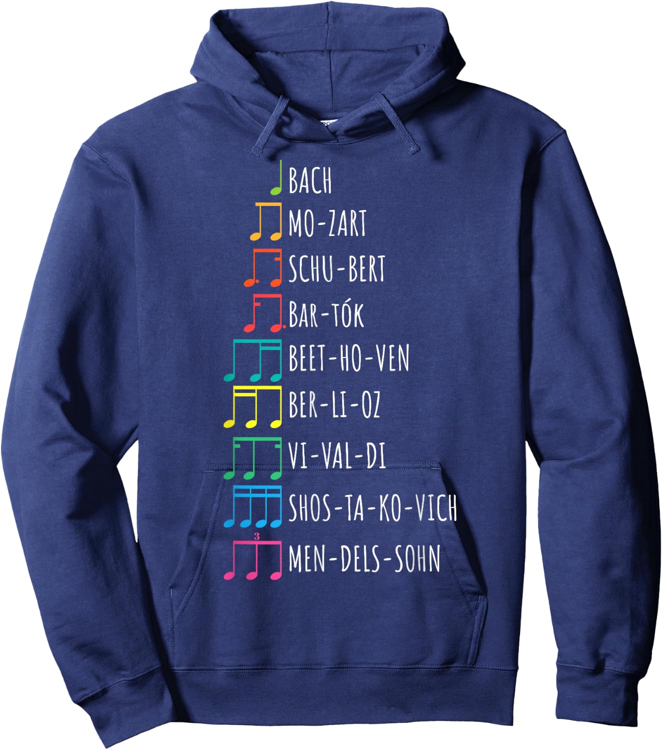 Classic Composers, Classical Music, Musical Notes Hoodie - Hoodie | Navy