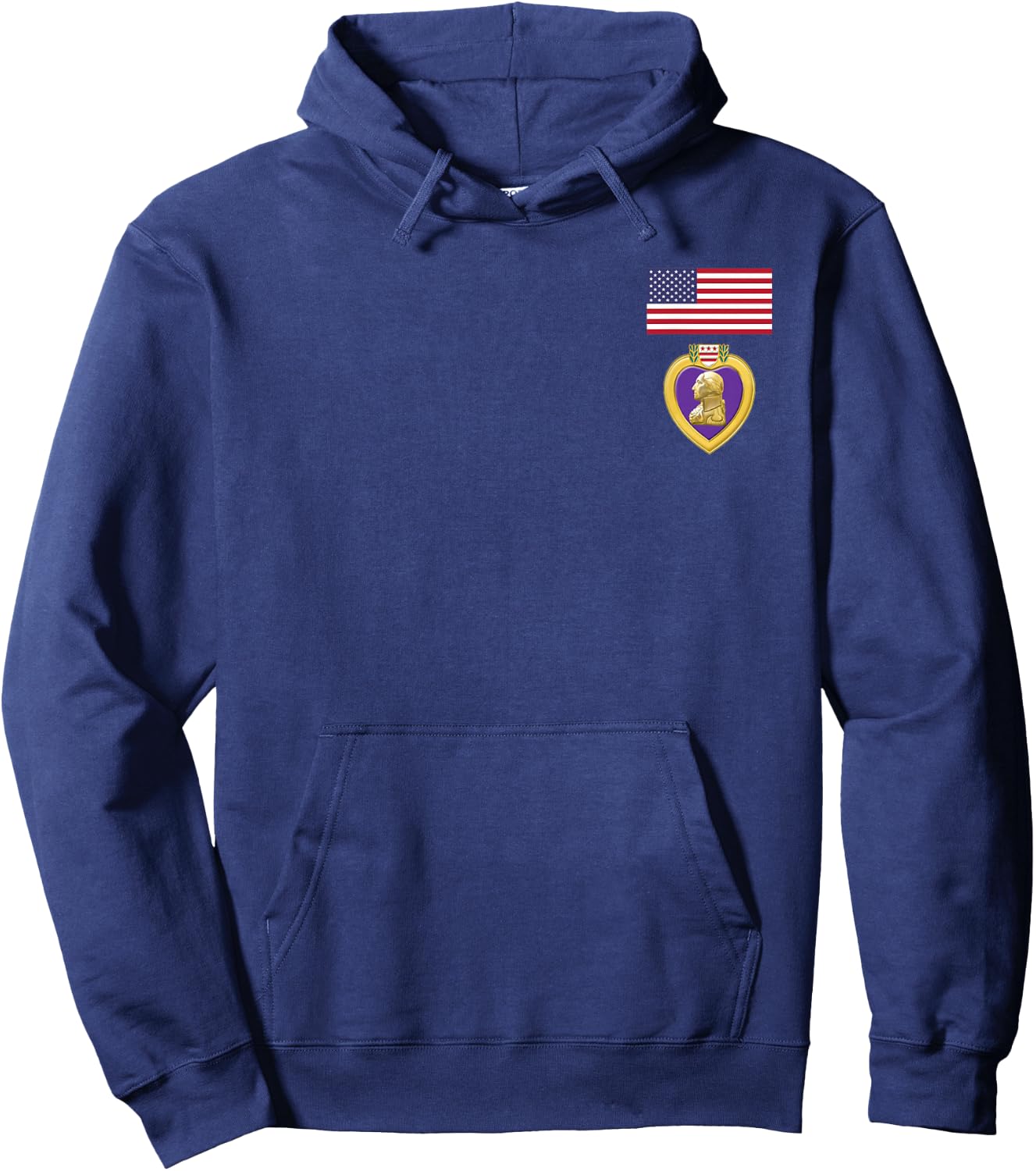 Purple Heart Veteran Pride -american Flag Above Purple Heart Hoodie - Hoodie | Navy