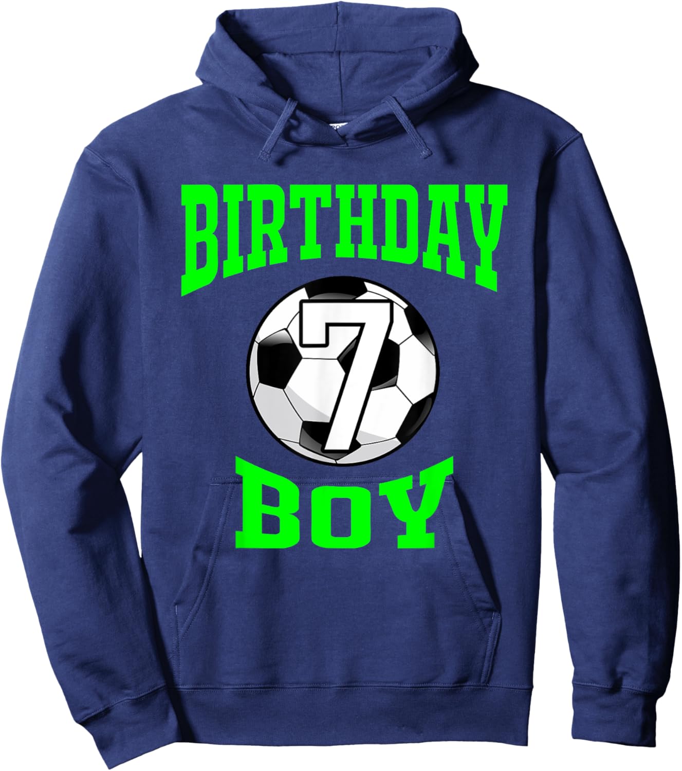 7th Birthday Boy Shirt - Soccer T- Shirt 7 years old kid Hoodie - Hoodie | Navy
