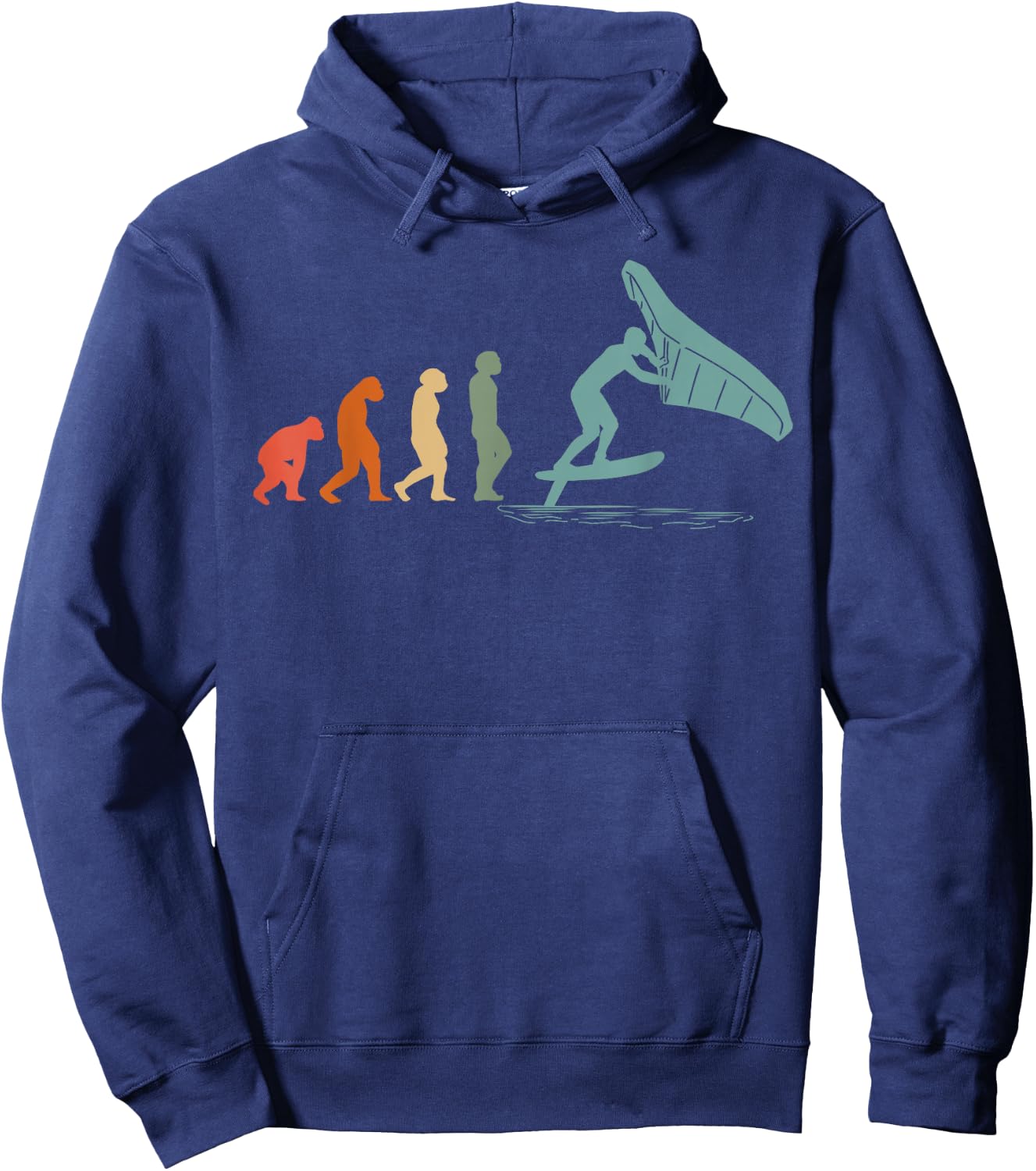 Wingfoil-Surfer Wingfoiling-Board Vintage Wing-Foiling Hoodie - Hoodie | Navy