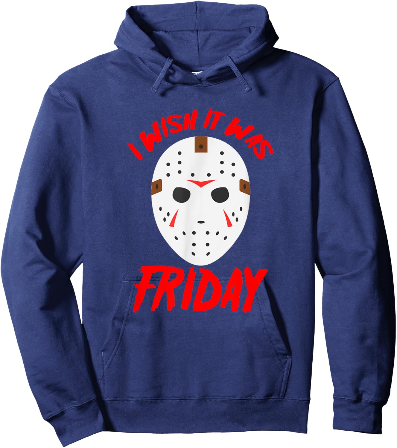 Halloween I Wish It Was Friday - Scary Hockey Mask Hoodie - Hoodie | Navy