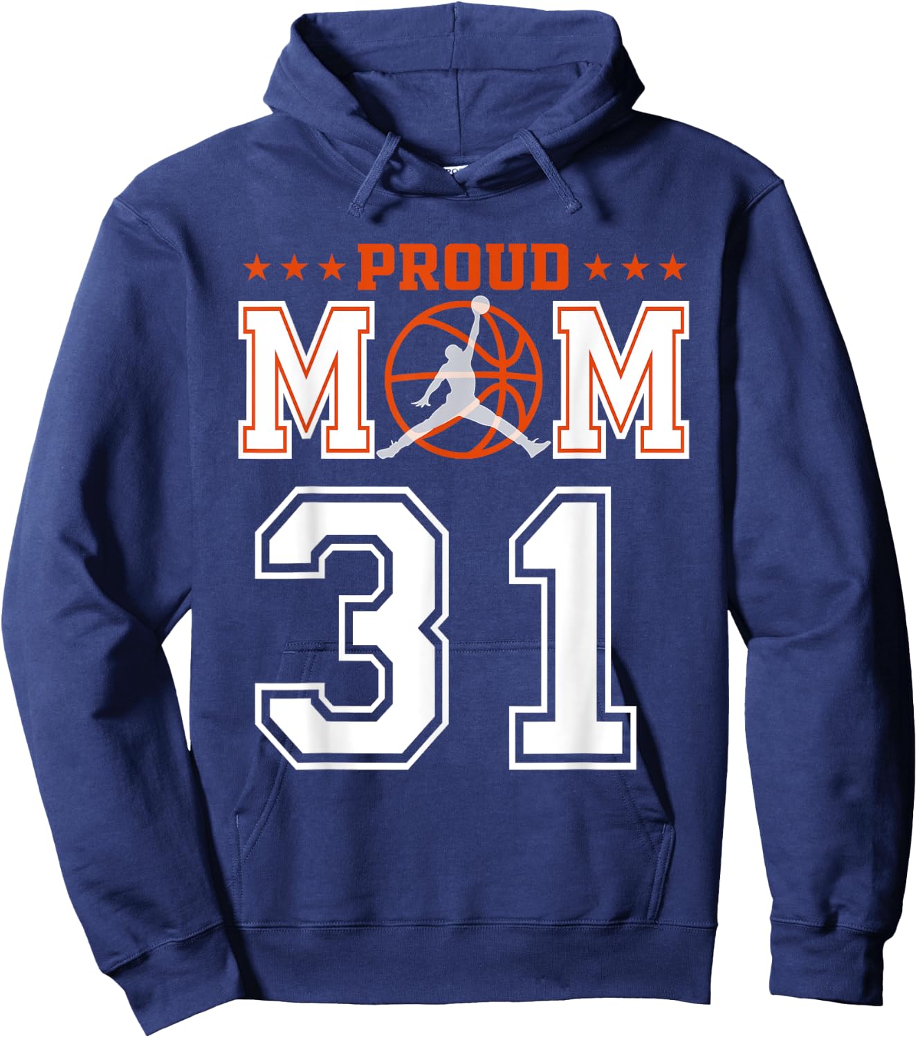 Custom Number 31 Proud Basketball Mom Personalized Sport Lov Hoodie - Hoodie | Navy