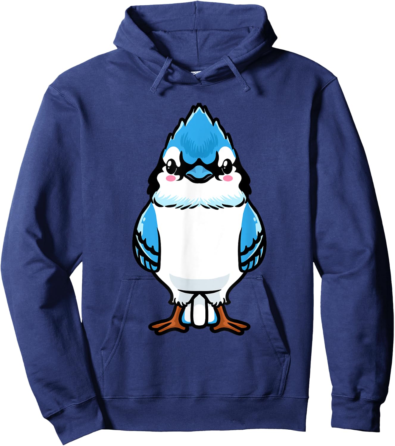 Luvevebluejaytha Blue Jay Bird Cyanocitta Cristata Design , Black, Small, Short Sleeve, Classic Fit, Cotton Blend, Bird Print Design, Blended Fabric Hoodie - Hoodie | Navy