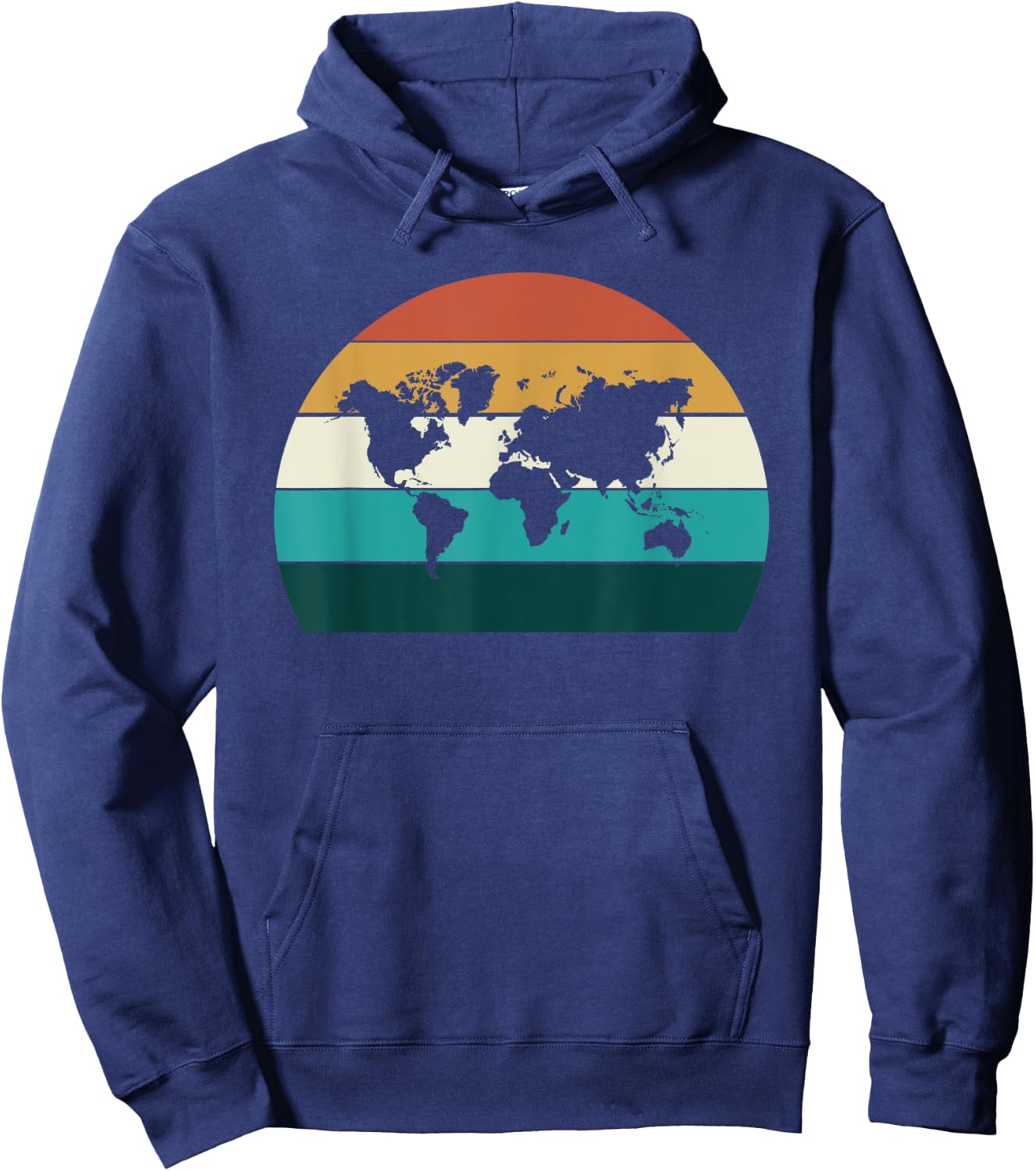 Vintage World Map Retro Cartography Distressed Women Men Hoodie - Hoodie | Navy