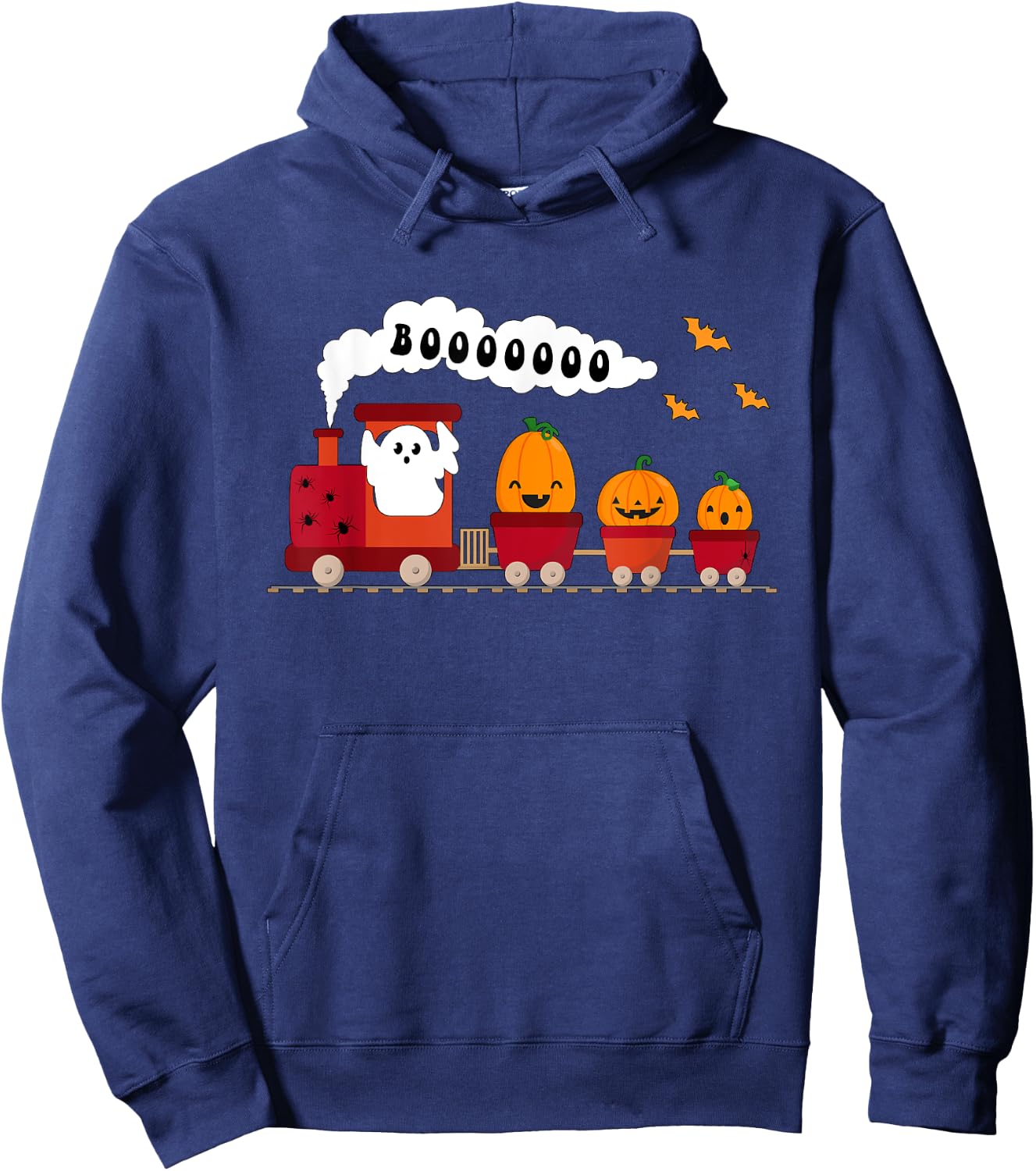 Halloween Train Boo Funny Ghost Pumpkin Toddler Kids Boys Hoodie - Hoodie | Navy