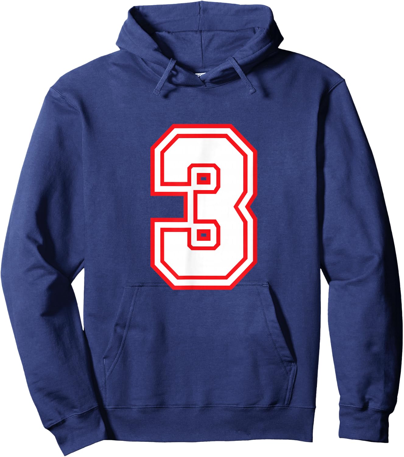 Number #3 Red Varsity Favorite Number Hoodie - Hoodie | Navy