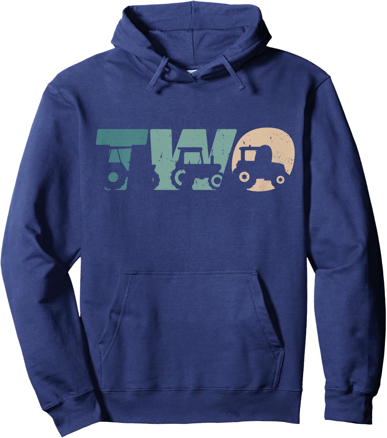 2 Year Old Shirt 2nd Birthday Tractor Farmer Boys Girls Kid Hoodie - Hoodie | Navy