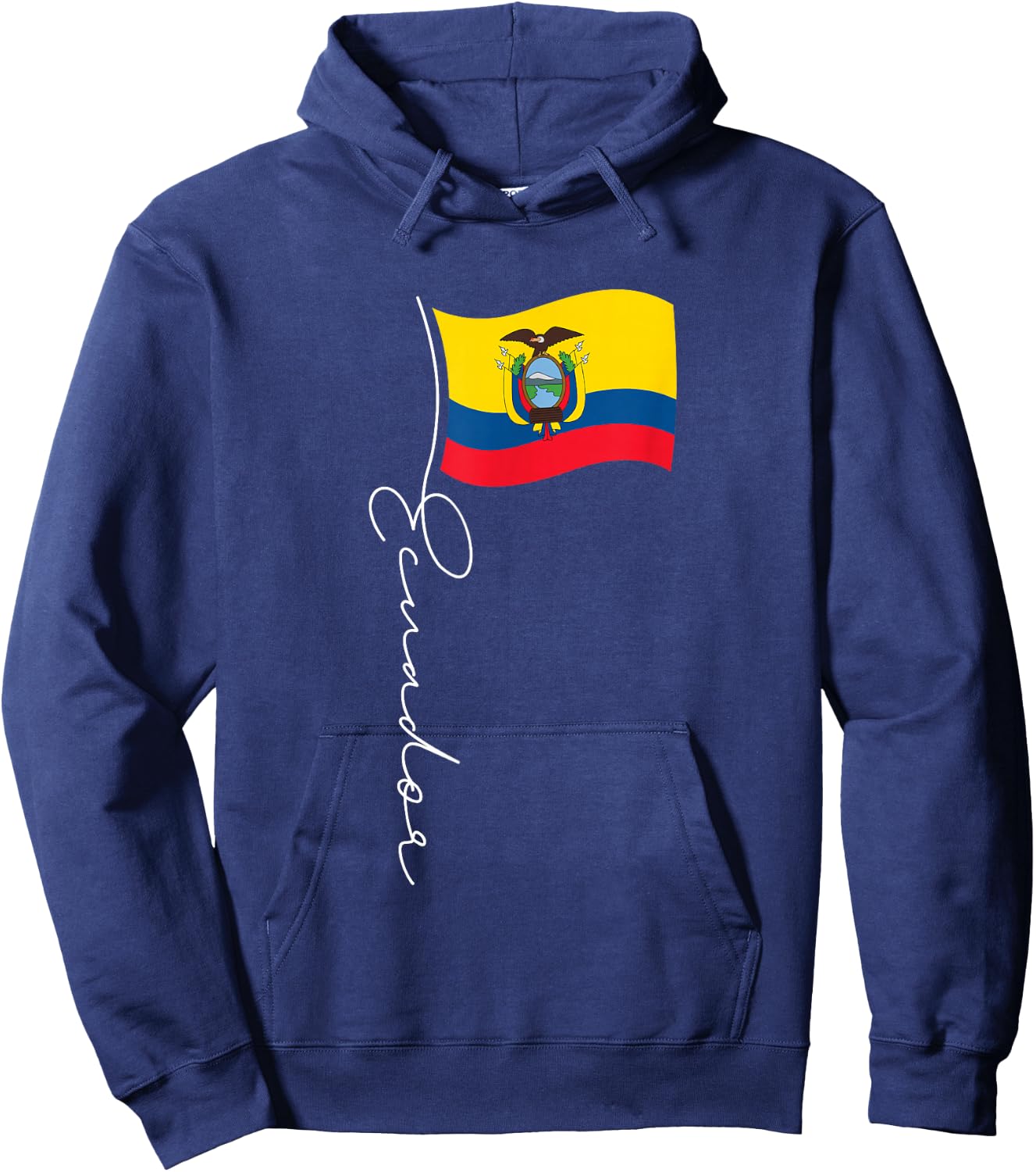 Ecuador Signature Flag Pole - Patriotic Ecuadorian Flag Hoodie - Hoodie | Navy