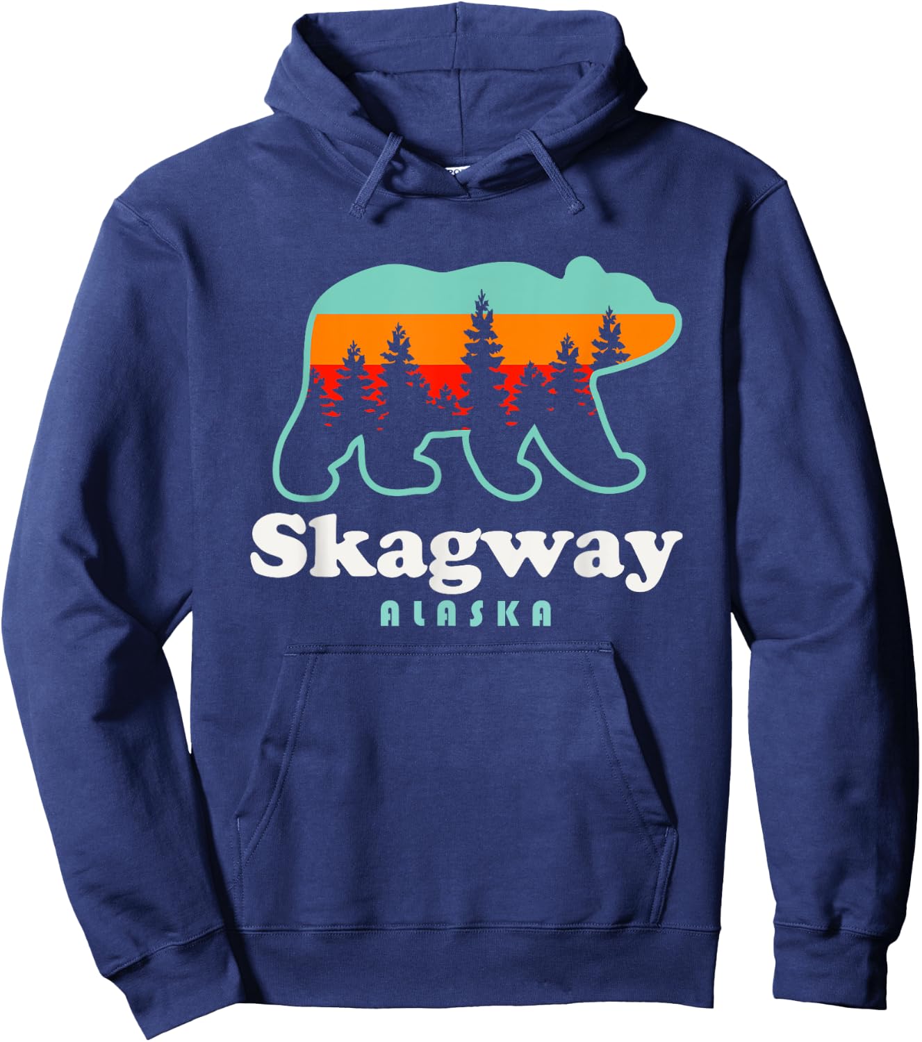 Skagway Alaska Travel Retro Bear Mountains Hoodie - Hoodie | Navy