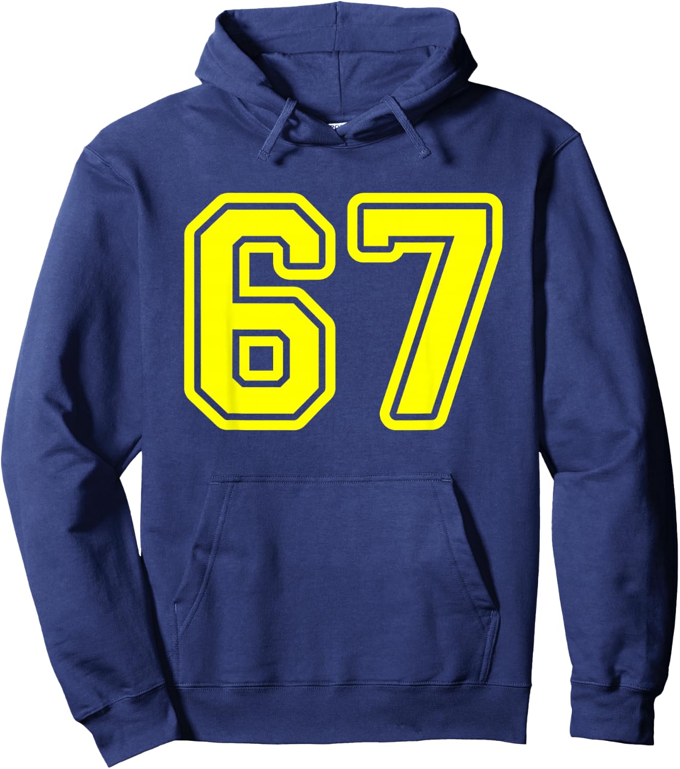 Yellow Sports Team Number #67 Hoodie - Hoodie | Navy