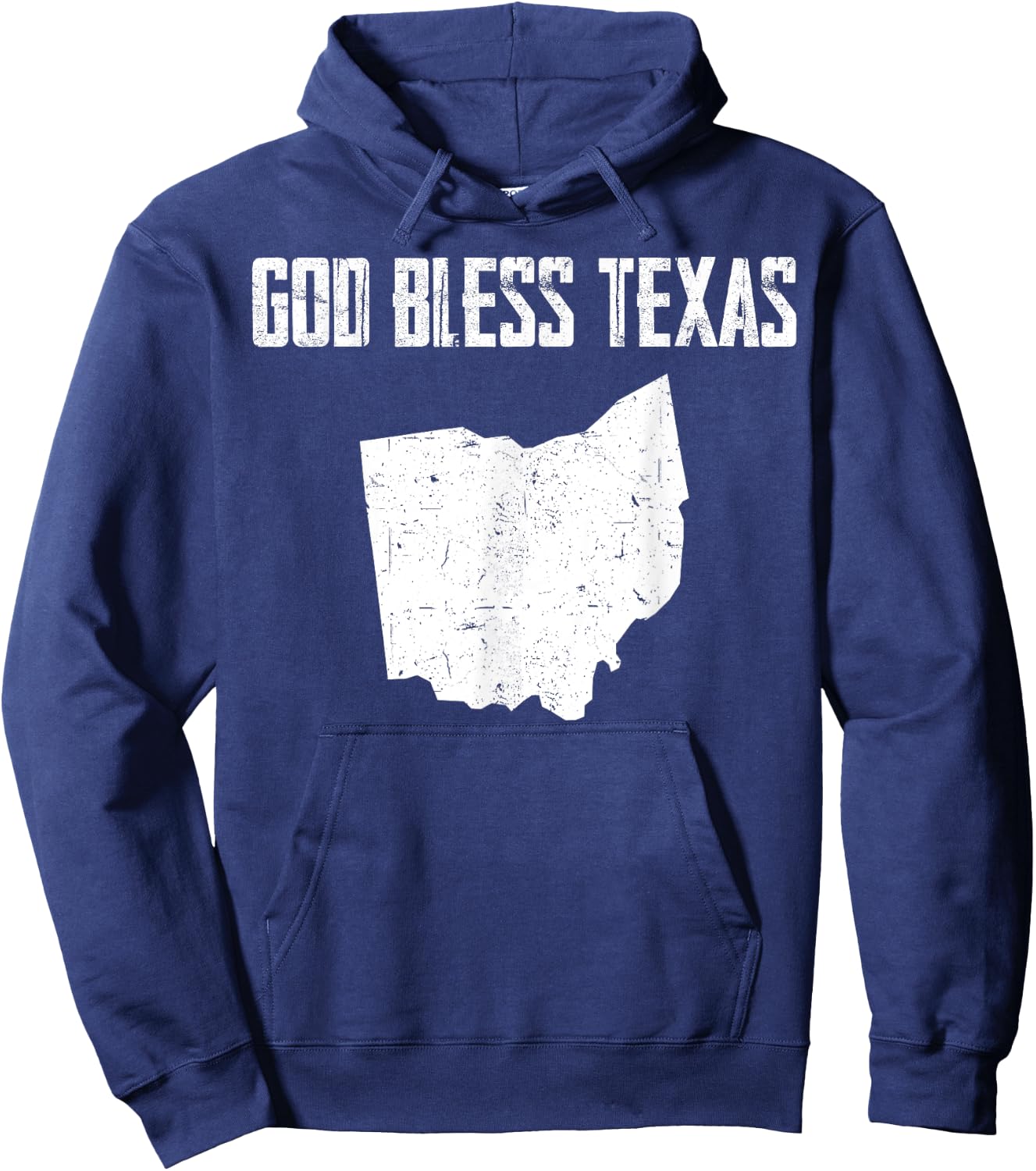 God Bless Texas Ohio Cool Funny Vintage US States Map Hoodie - Hoodie | Navy